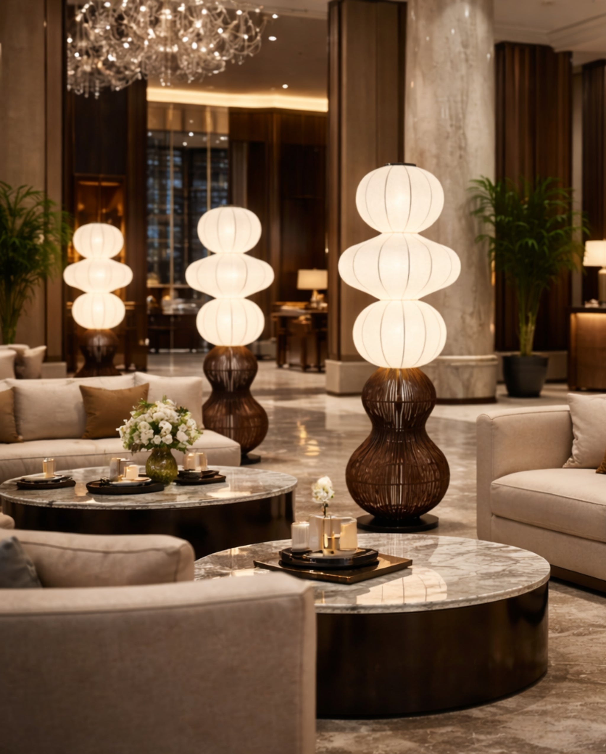 White Fabric & Rattan Japanese Style Floor Lamp | Living Room, Bedroom, Hotel, Residential Space LP-99