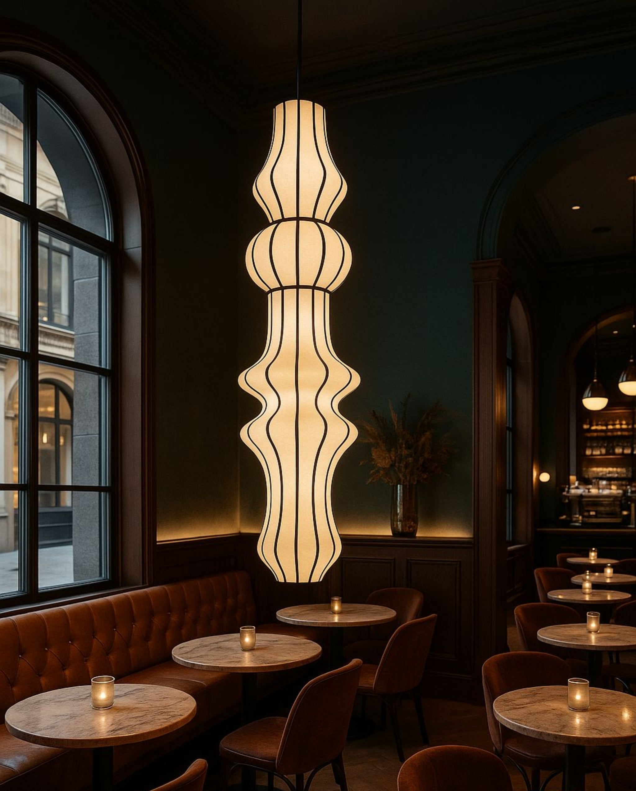 White Fabric Japanese Style Pendant Lamp | Living Room, Bedroom, Hotel, Residential Space LP-96