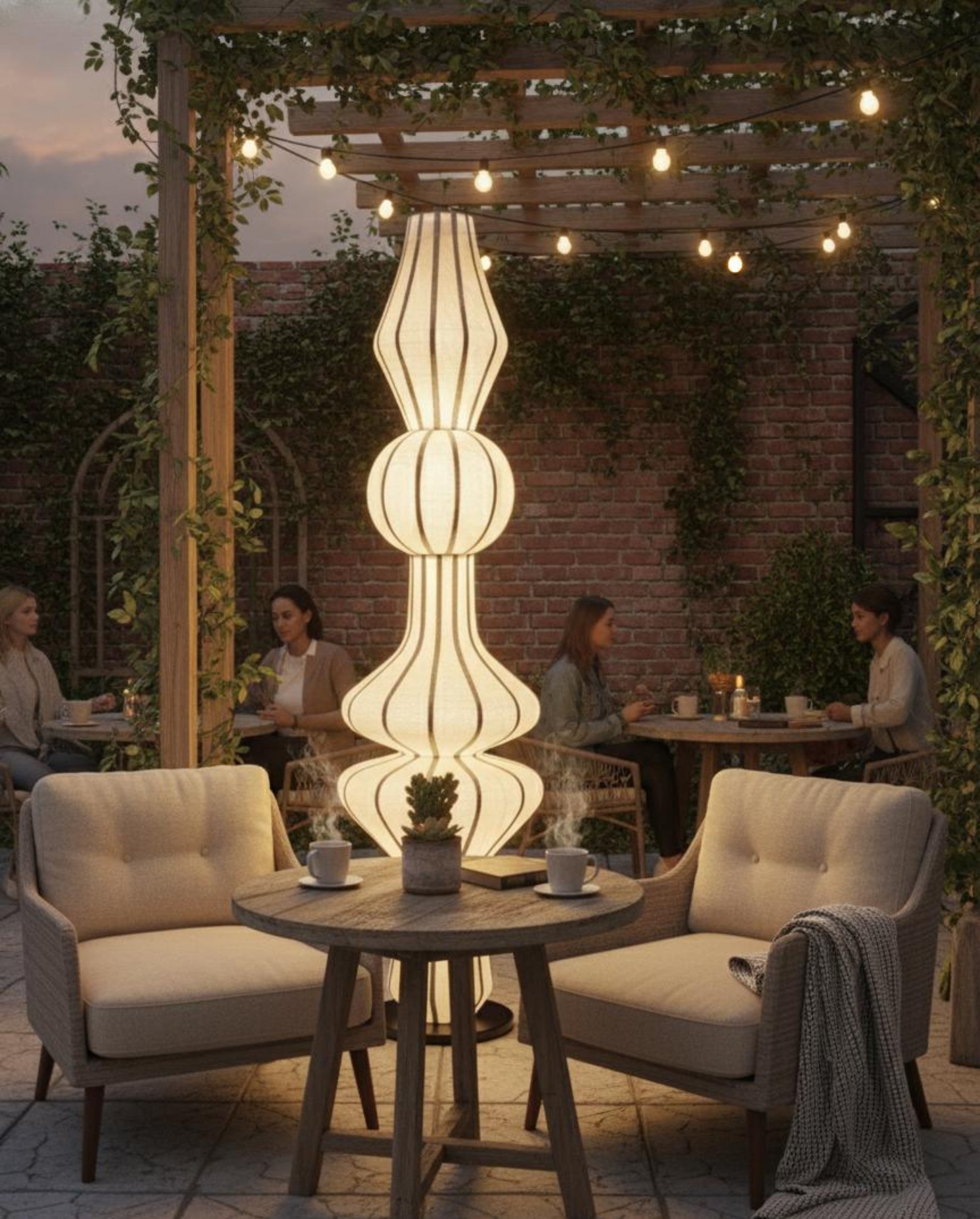 White Fabric Japanese Style Floor Lamp | Living Room, Bedroom, Hotel, Residential Space LP-97