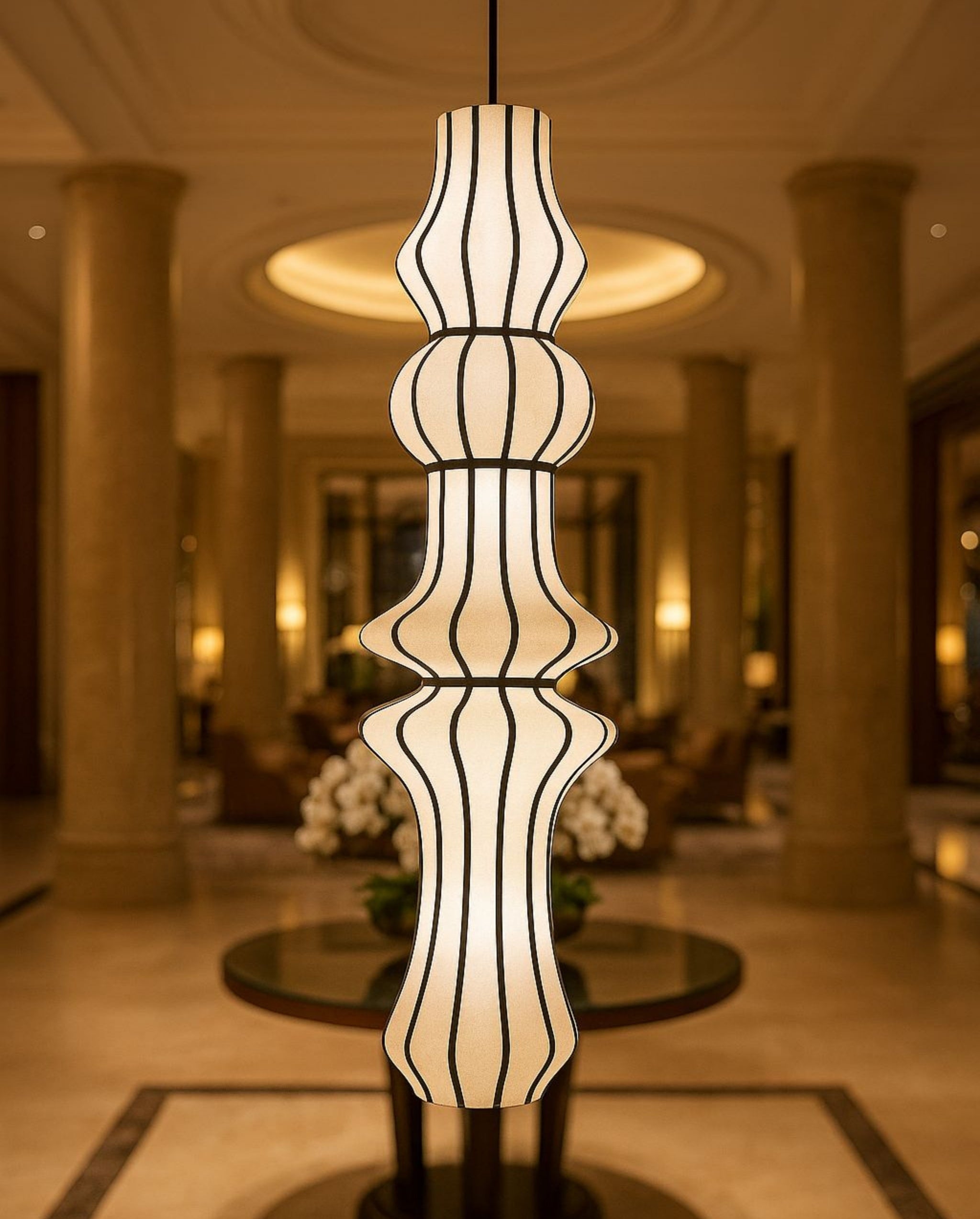 White Fabric Japanese Style Pendant Lamp | Living Room, Bedroom, Hotel, Residential Space LP-96