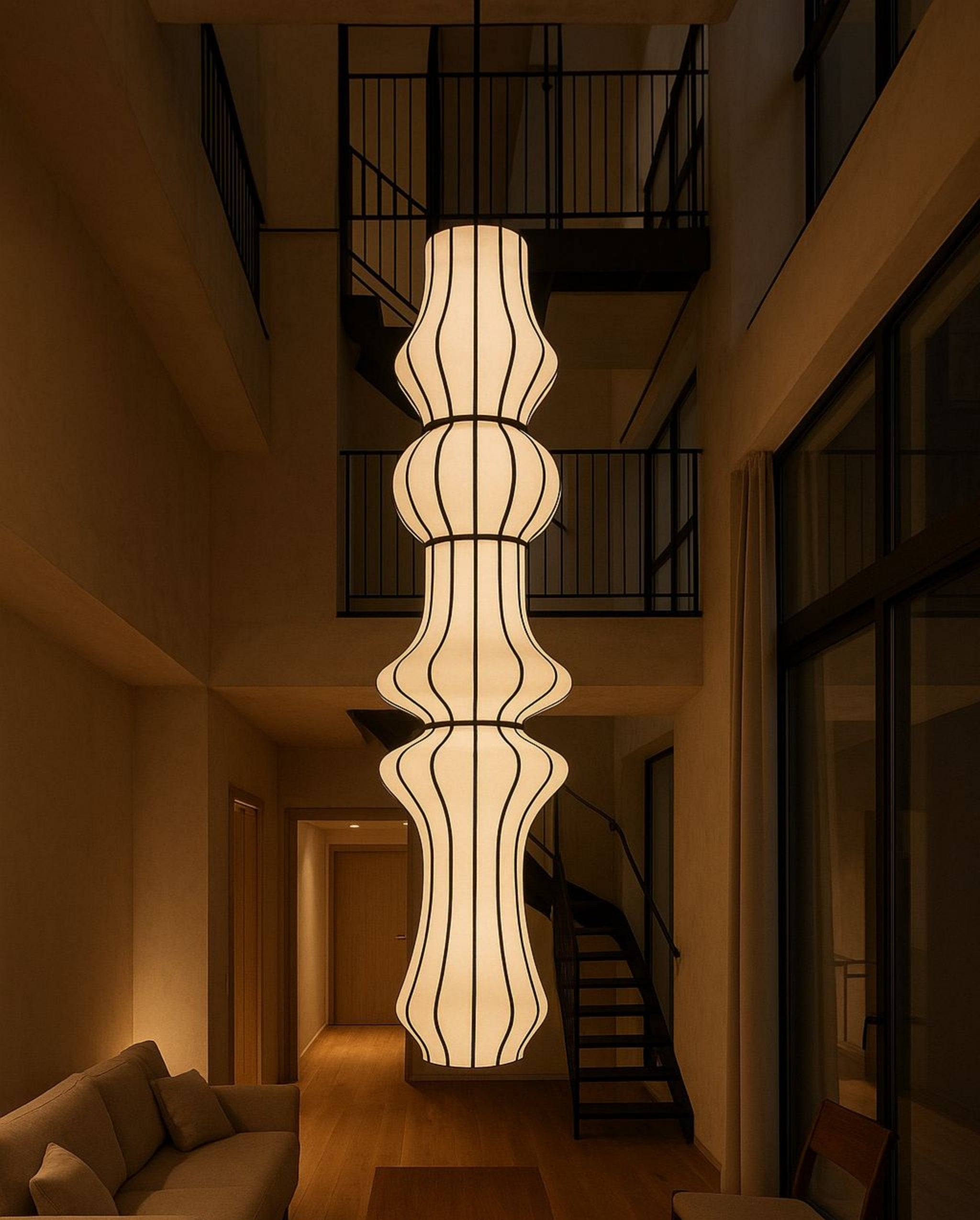 White Fabric Japanese Style Pendant Lamp | Living Room, Bedroom, Hotel, Residential Space LP-96