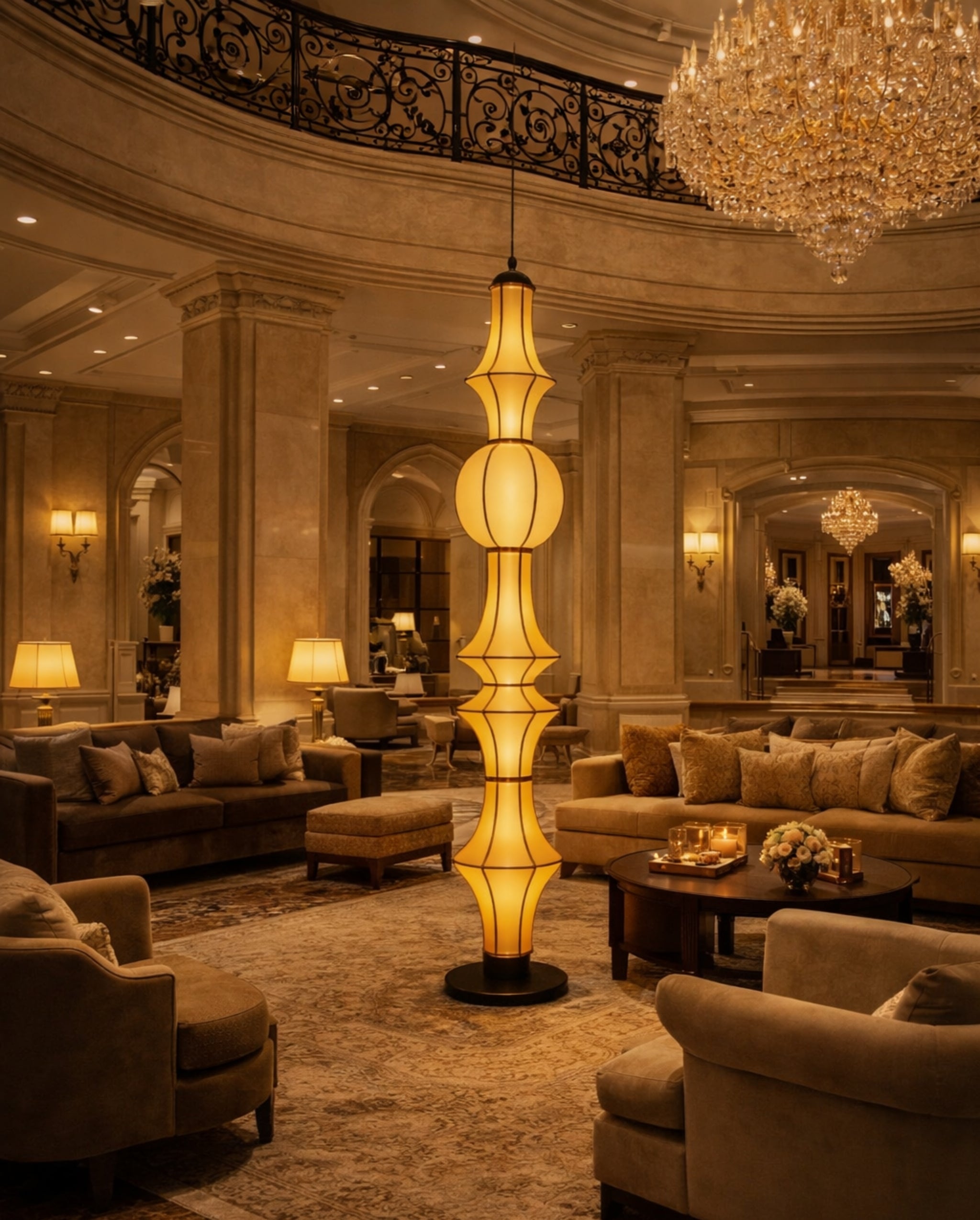 White Fabric Japanese Style Floor Lamp | Living Room, Bedroom, Hotel, Residential Space LP-100