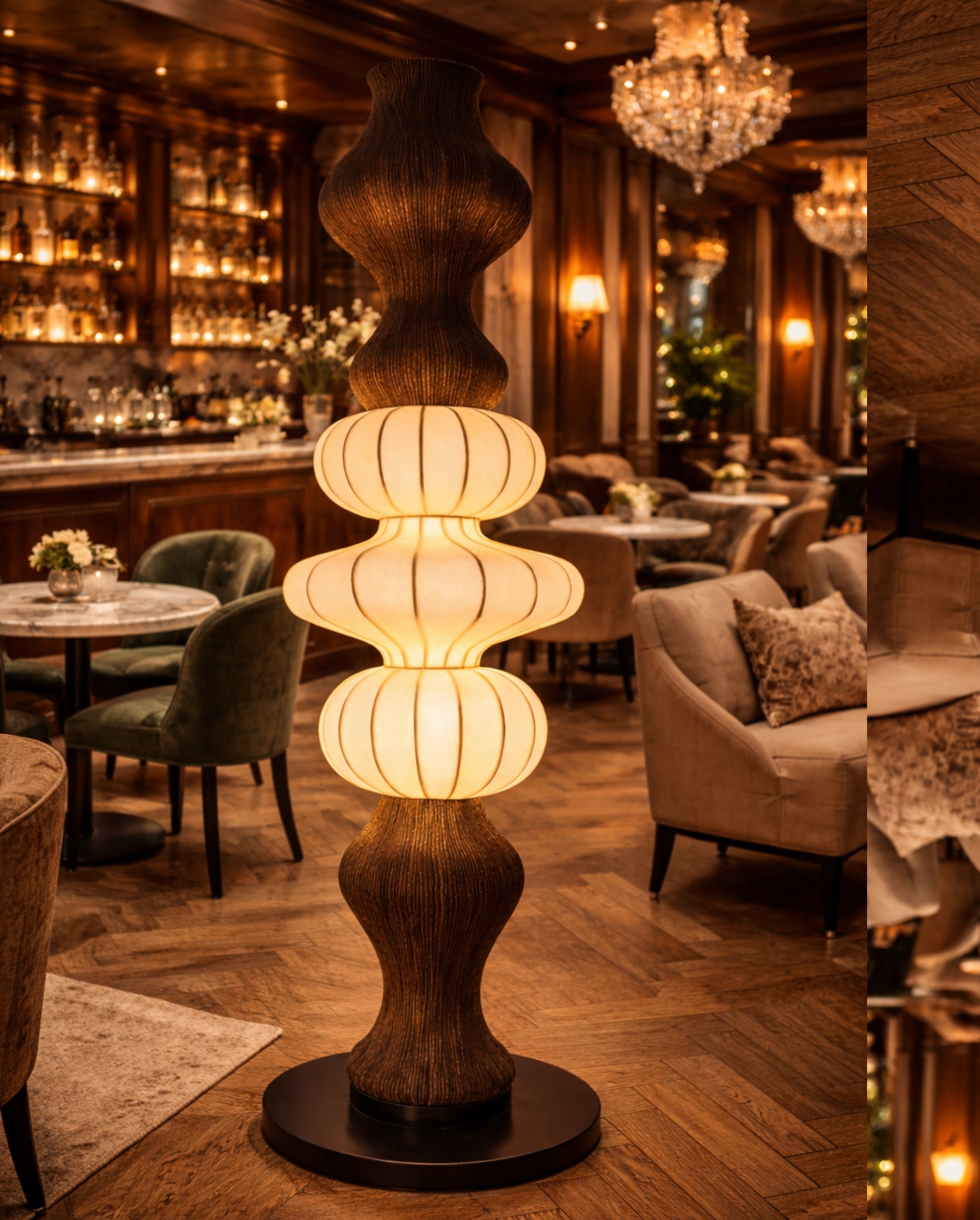 White Fabric & Rattan Japanese Style Floor Lamp | Living Room, Bedroom, Hotel, Residential Space LP-103