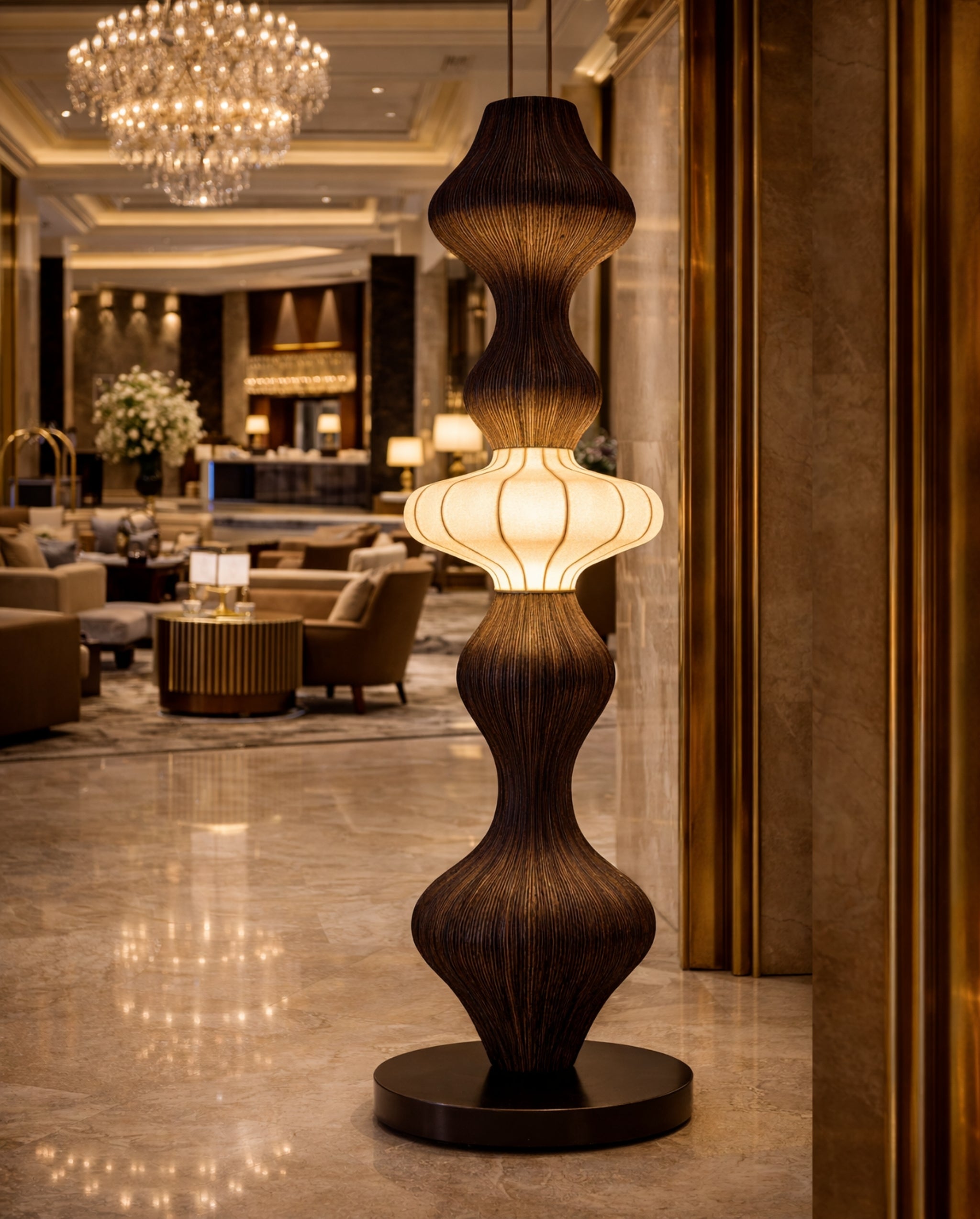 White Fabric & Rattan Japanese Style Floor Lamp | Living Room, Bedroom, Hotel, Residential Space LP-102