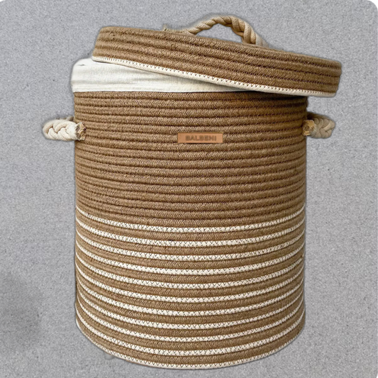 Cotton Laundry Basket with Lid
