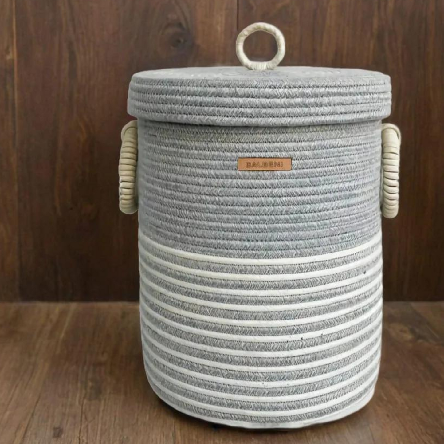 Jute & Cotton Laundry Basket with Lid