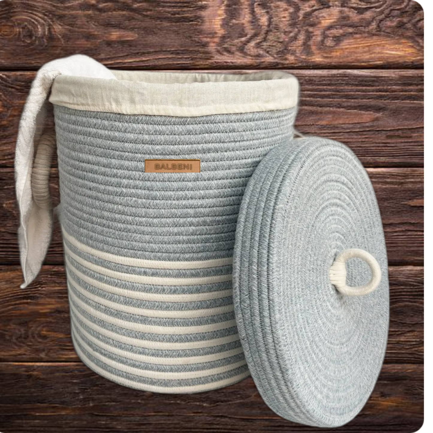 Jute & Cotton Laundry Basket with Lid