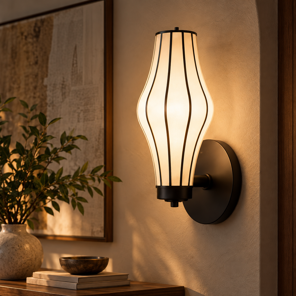 Balbeni Flow Lamp Family | Off-White Fabric Japanese Style Sculptural Floor, Table, Hanging & Wall Lamps LP-125