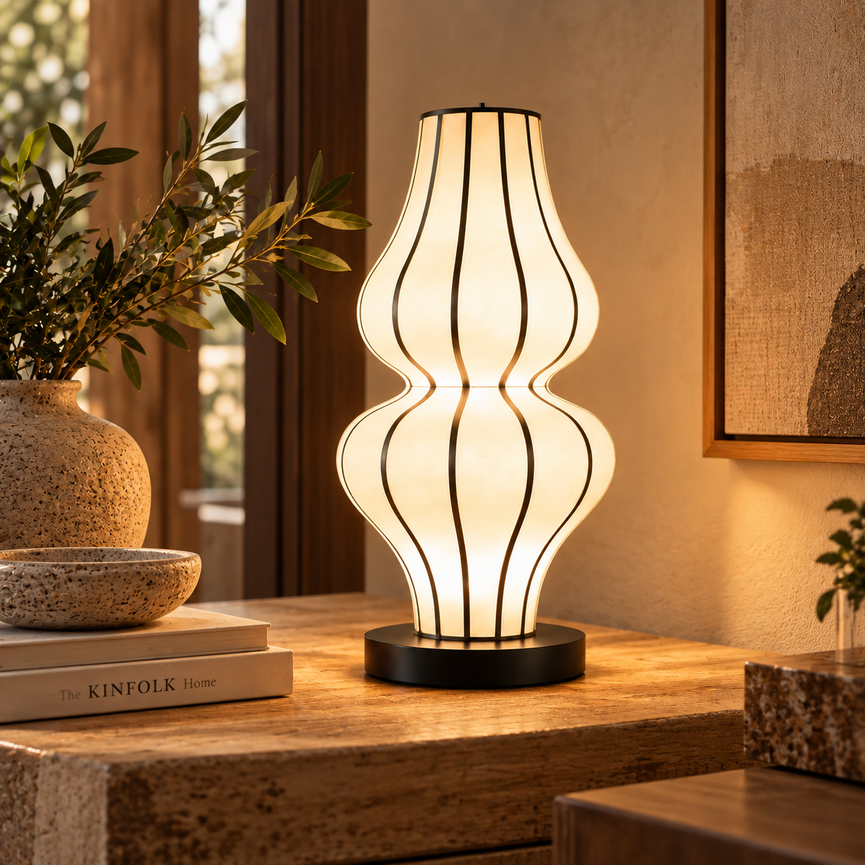 Japanese Style Fabric Table Lamp | Bedside, Study & Decorative Ambient Light LP-129