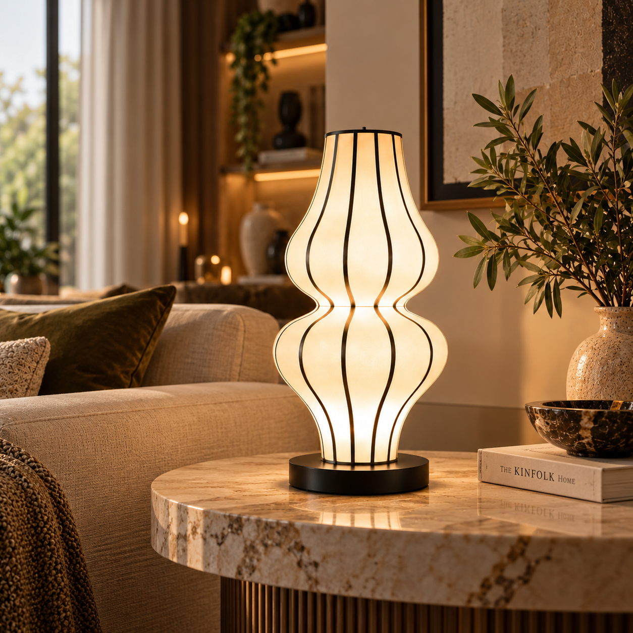 Japanese Style Fabric Table Lamp | Bedside, Study & Decorative Ambient Light LP-129