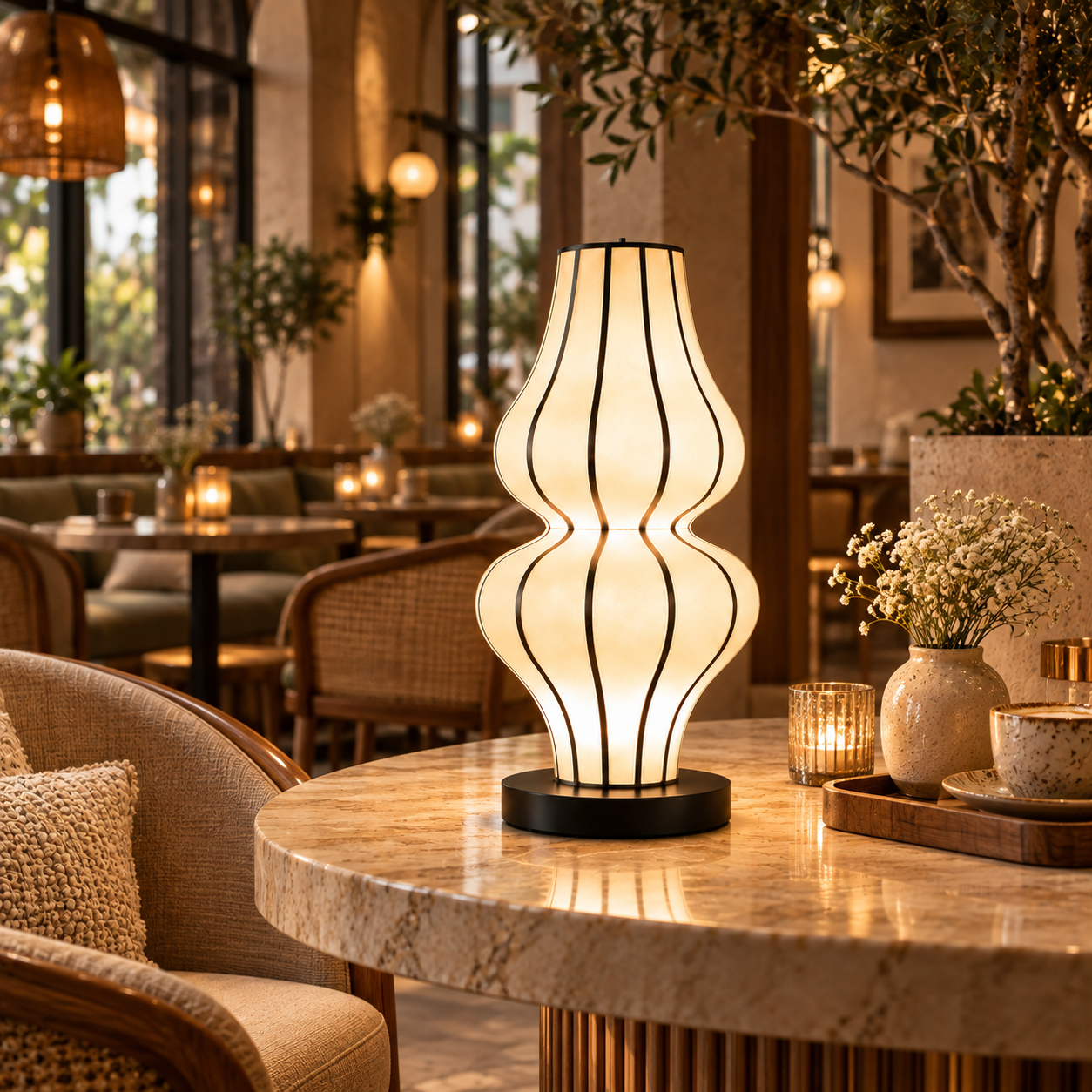 Japanese Style Fabric Table Lamp | Bedside, Study & Decorative Ambient Light LP-129