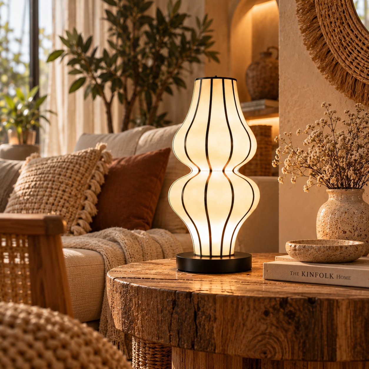 Japanese Style Fabric Table Lamp | Bedside, Study & Decorative Ambient Light LP-129