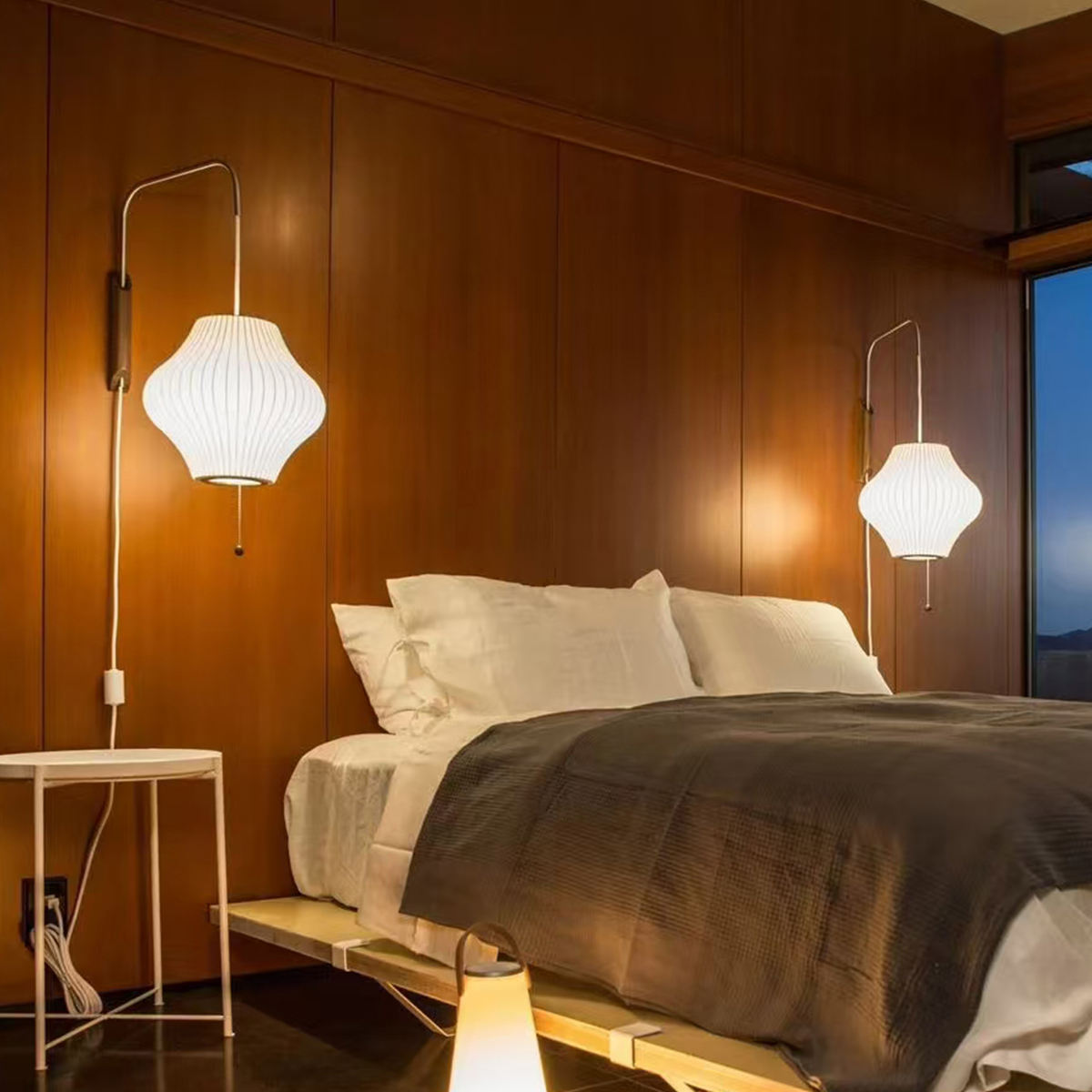 White Fabric Japanese Style Wall Lamp | Living Room, Bedroom, Hotel, Residential Space LP-109