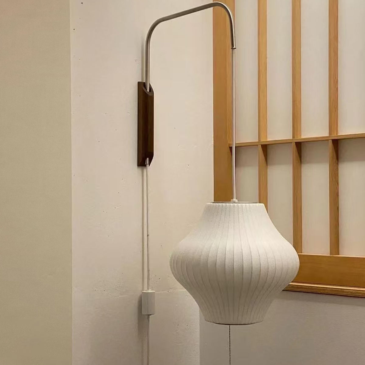 White Fabric Japanese Style Wall Lamp | Living Room, Bedroom, Hotel, Residential Space LP-109