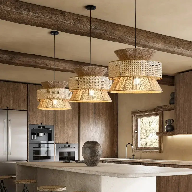 Raffia Pendant Lamp | Rattan Webbing Ceiling Raffia Lamp LP-3