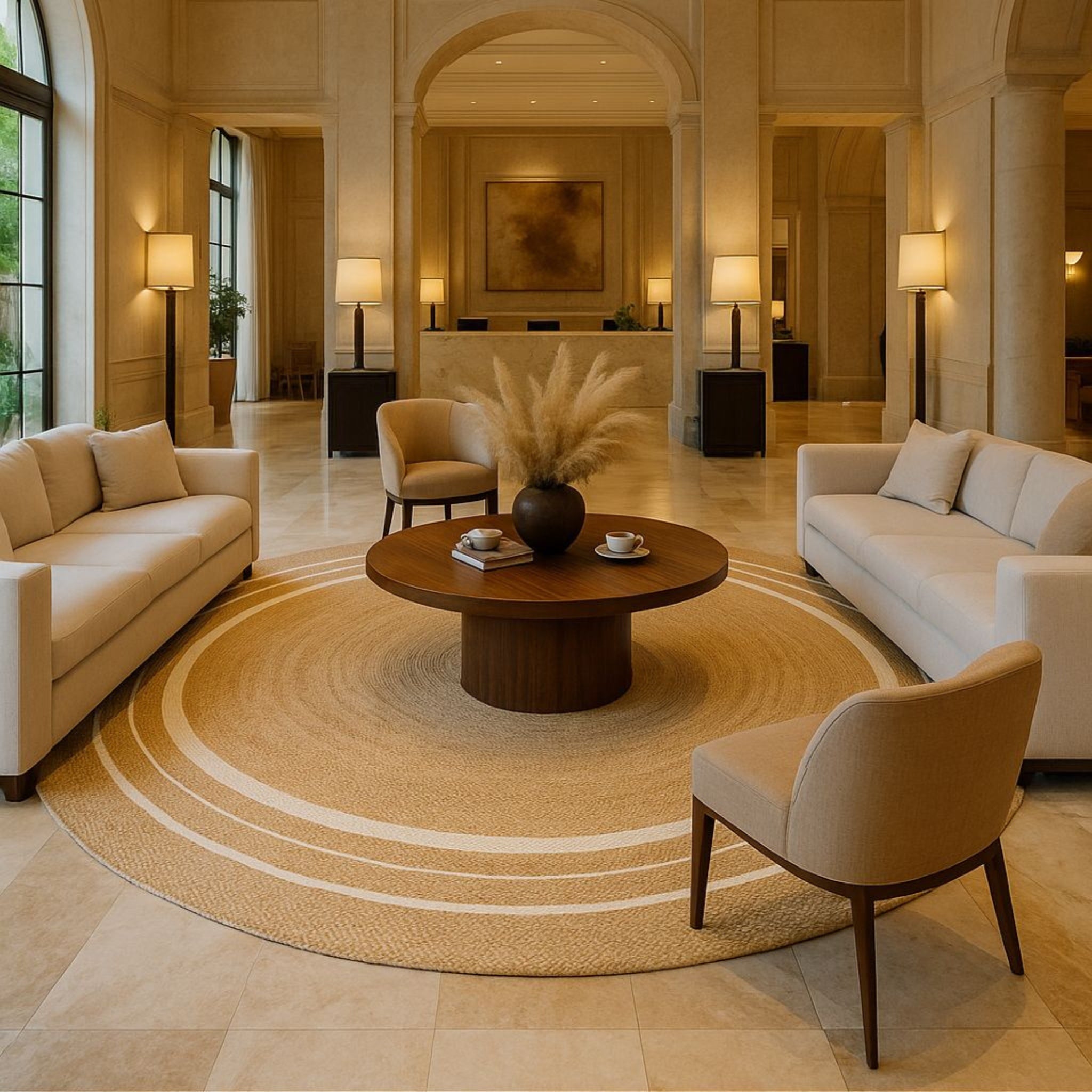 Boho Chic Natural Jute Round Rug | Ideal for Residential & Commercial Spaces | RC-03