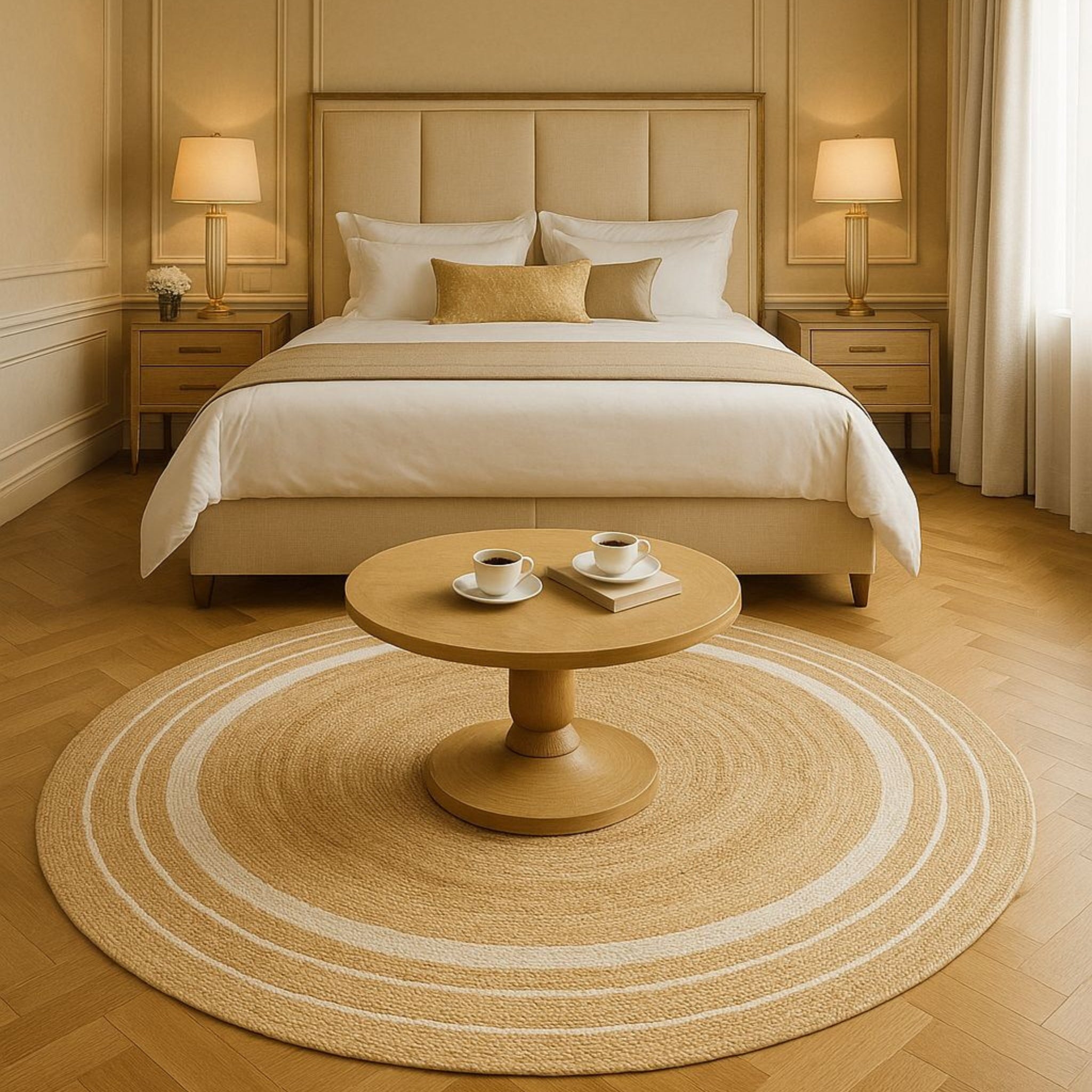 Boho Chic Natural Jute Round Rug | Ideal for Residential & Commercial Spaces | RC-03