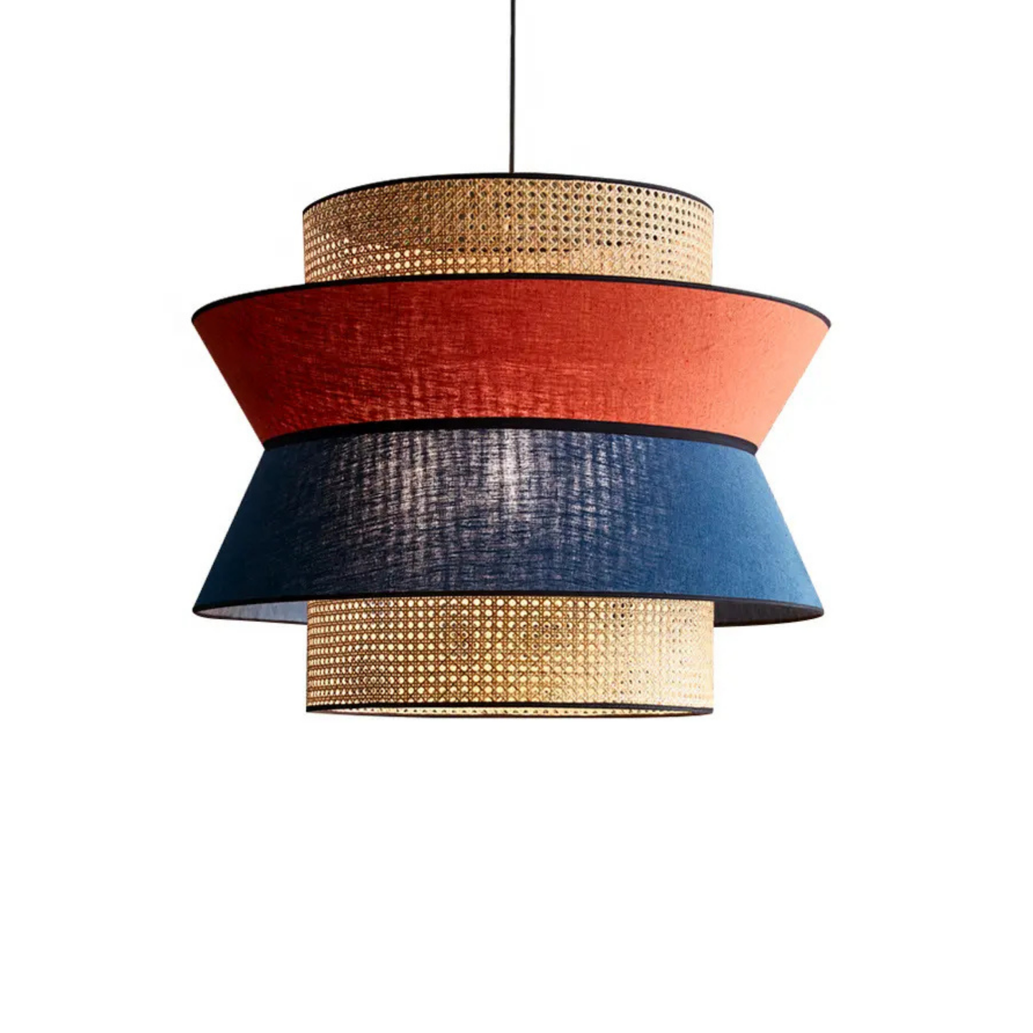 Multilayer Cane Webbing Pendant Lamp