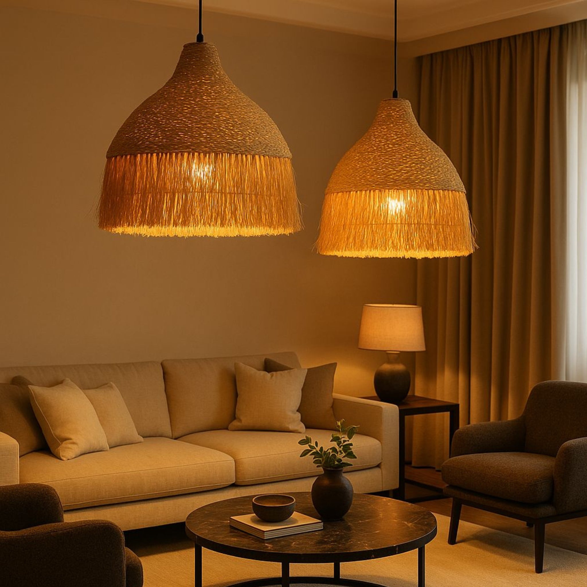 Handcrafted Jute Hanging Lamp | Natural Woven Pendant Light LP-92