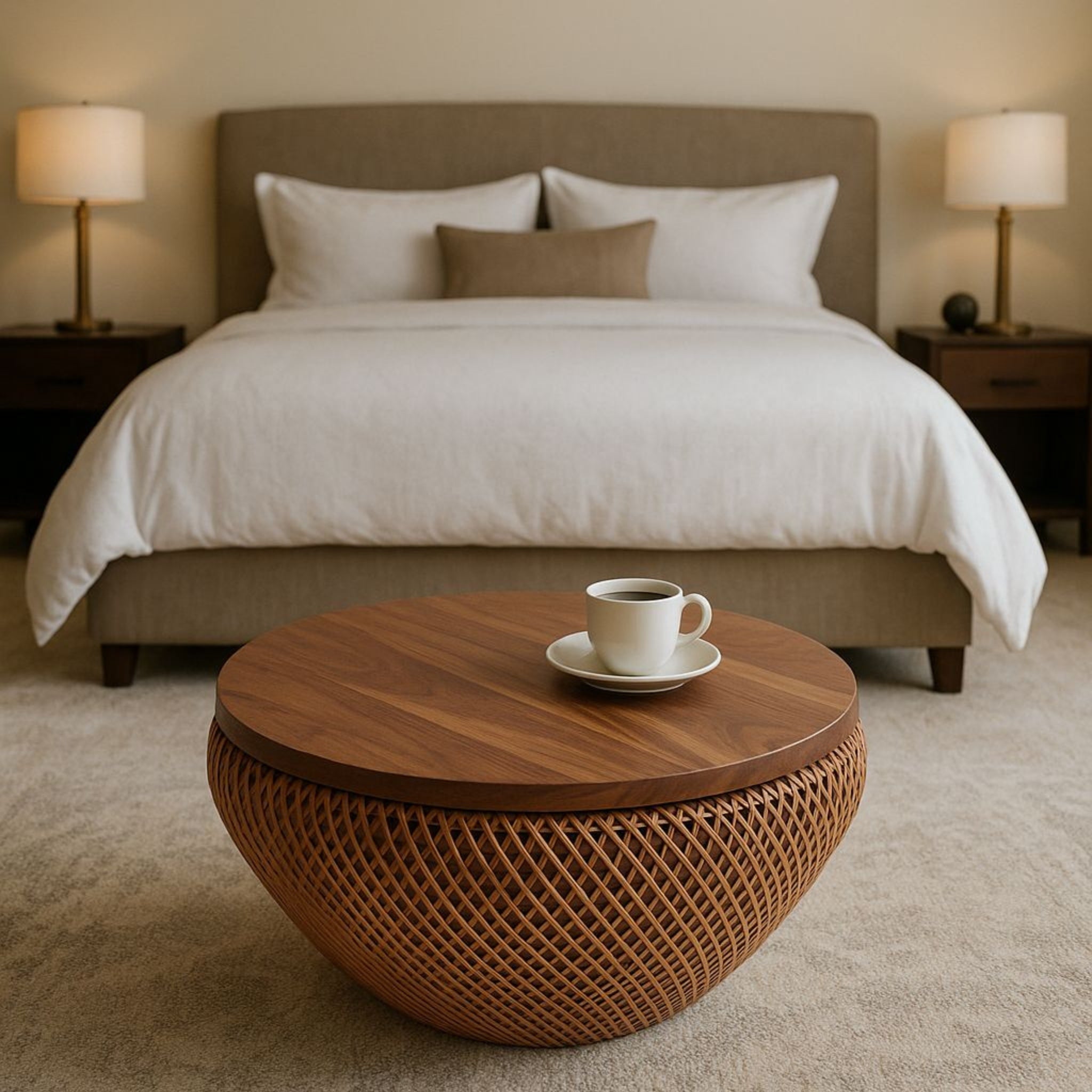 Rattan Coffee Table with Storage Unit | Cane Coffee Table