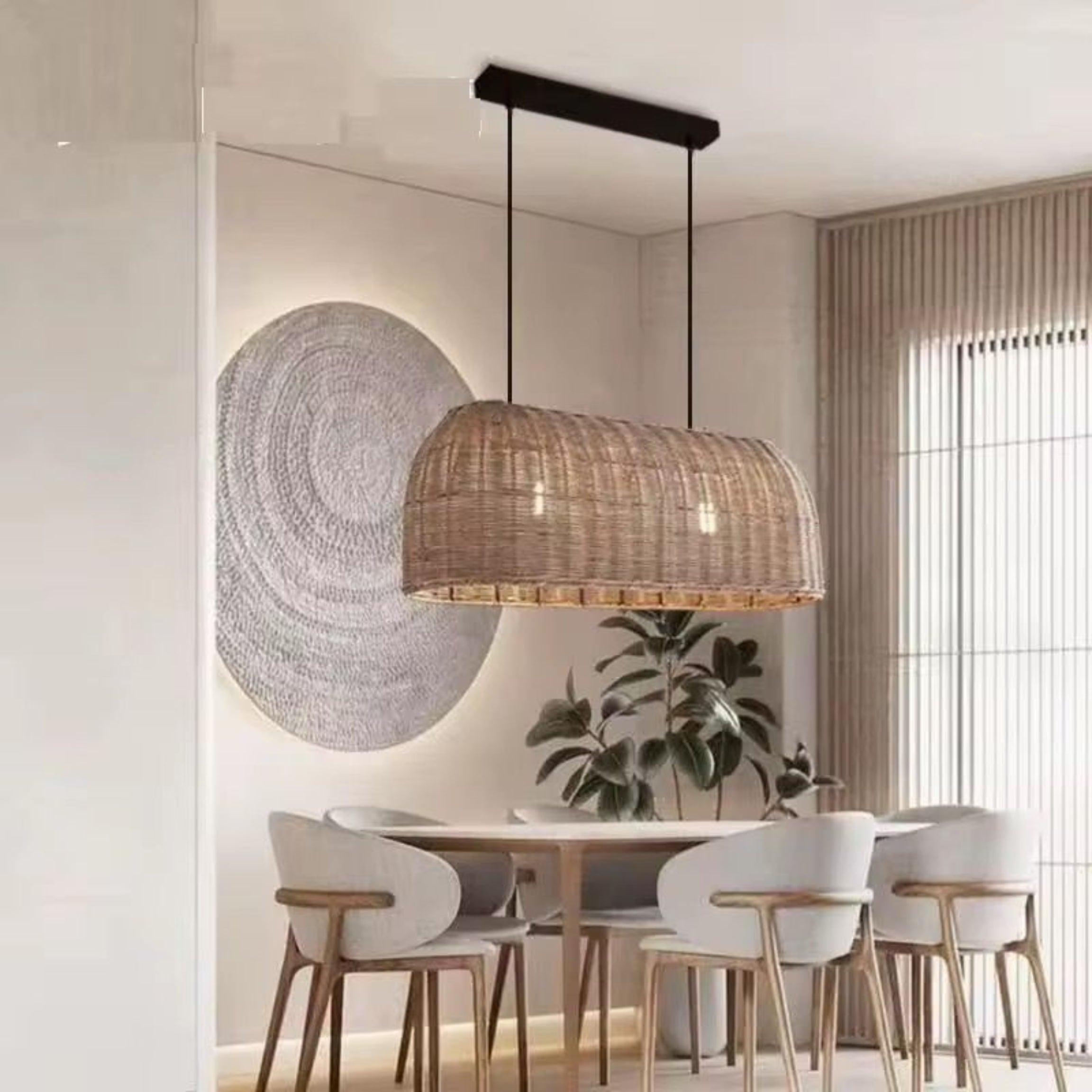 Rattan Hanging Chandelier | Rattan Boho Style Chandelier LP-86