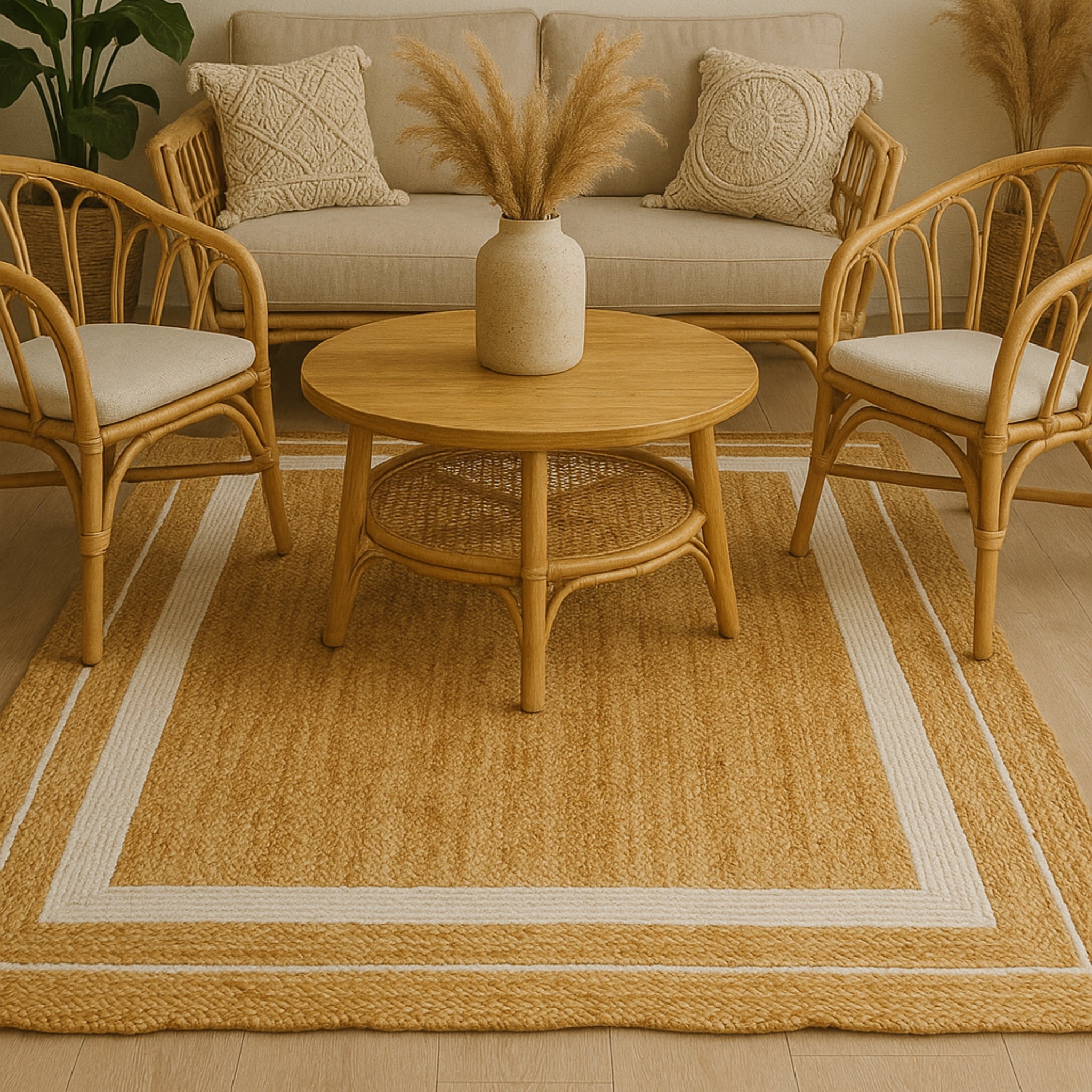 Natural Handwoven Jute Area Carpet | Eco-Friendly Floor Rug (6x4 ft)