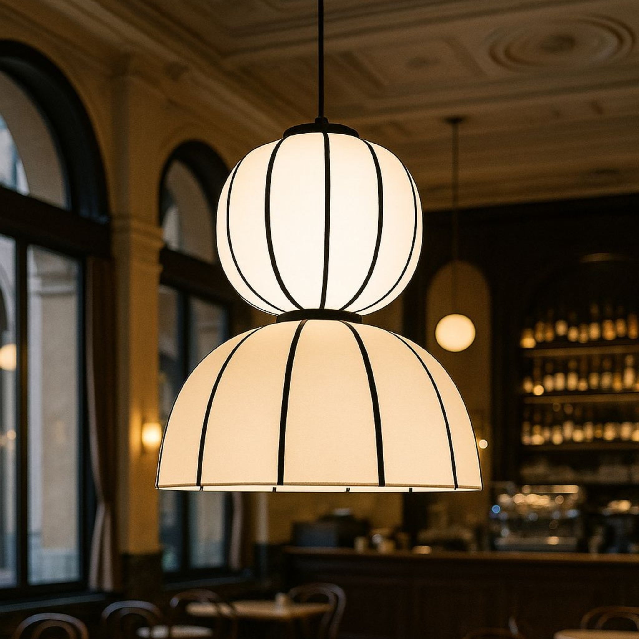 White Fabric Japanese Style Pendant Lamp | Living Room, Bedroom, Hotel, Residential Space LP-91