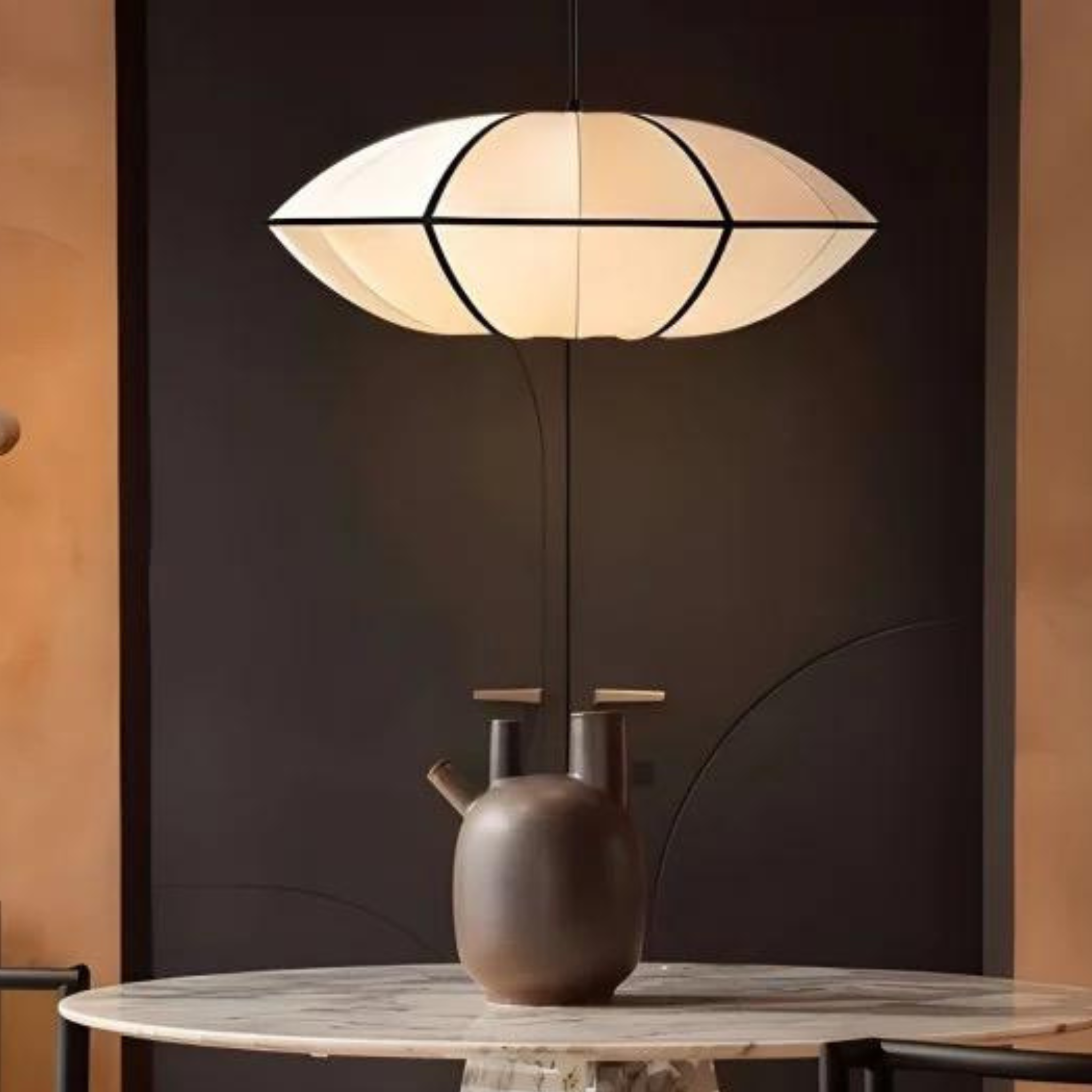 White Fabric Japanese Style Pendant Lamp | Living Room, Bedroom, Hotel, Residential Space LP-44