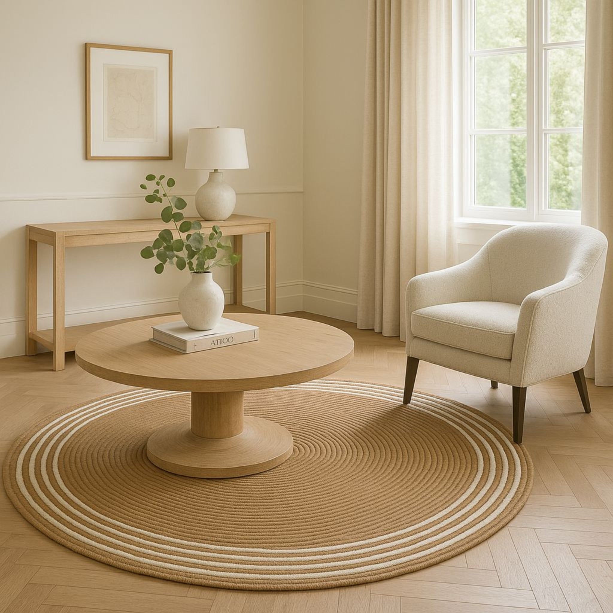 Boho Chic Natural Jute Round Rug | Ideal for Residential & Commercial Spaces | RC-01