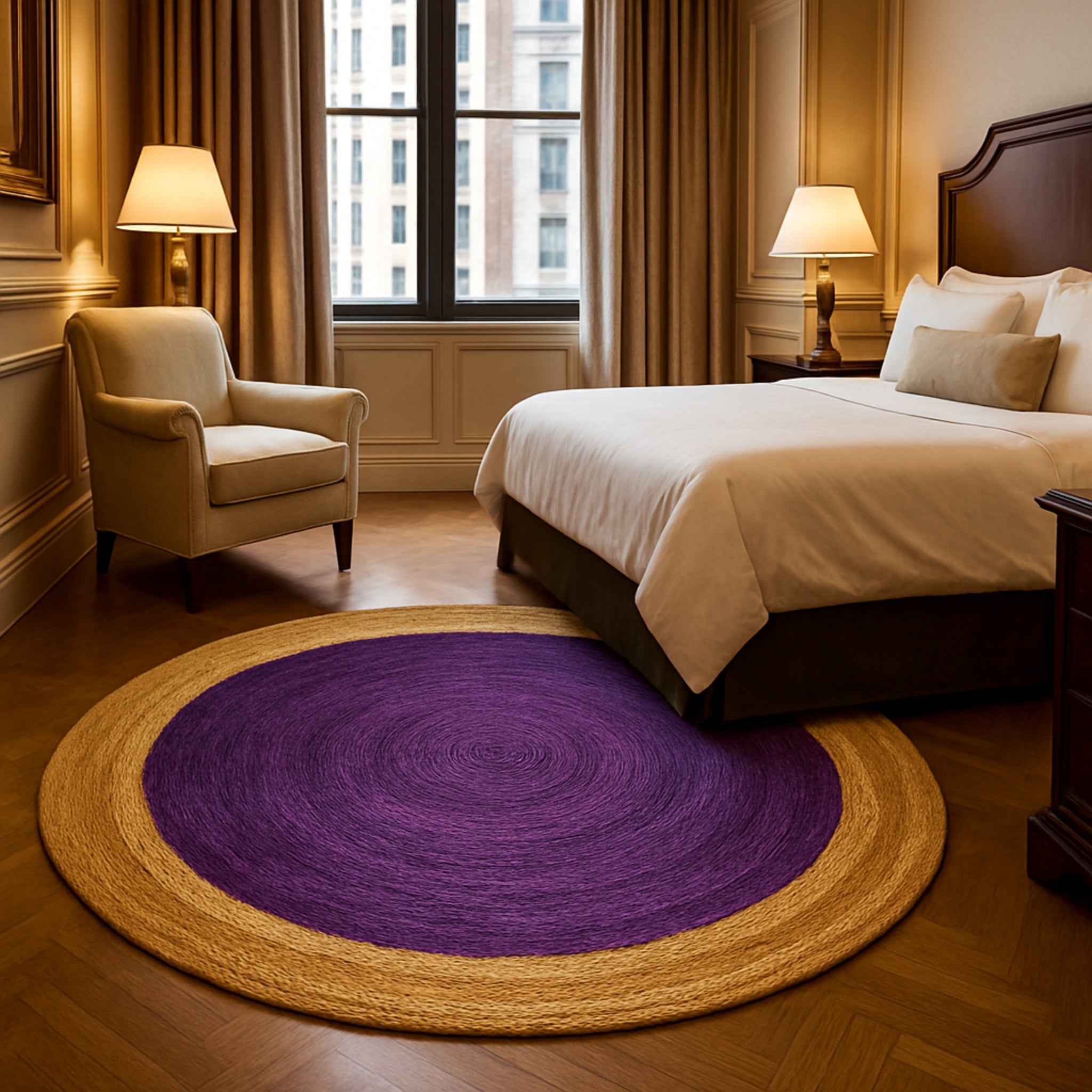 Natural Handwoven Jute Round Rug | Eco-Friendly Floor Carpet (4 ft Diameter)