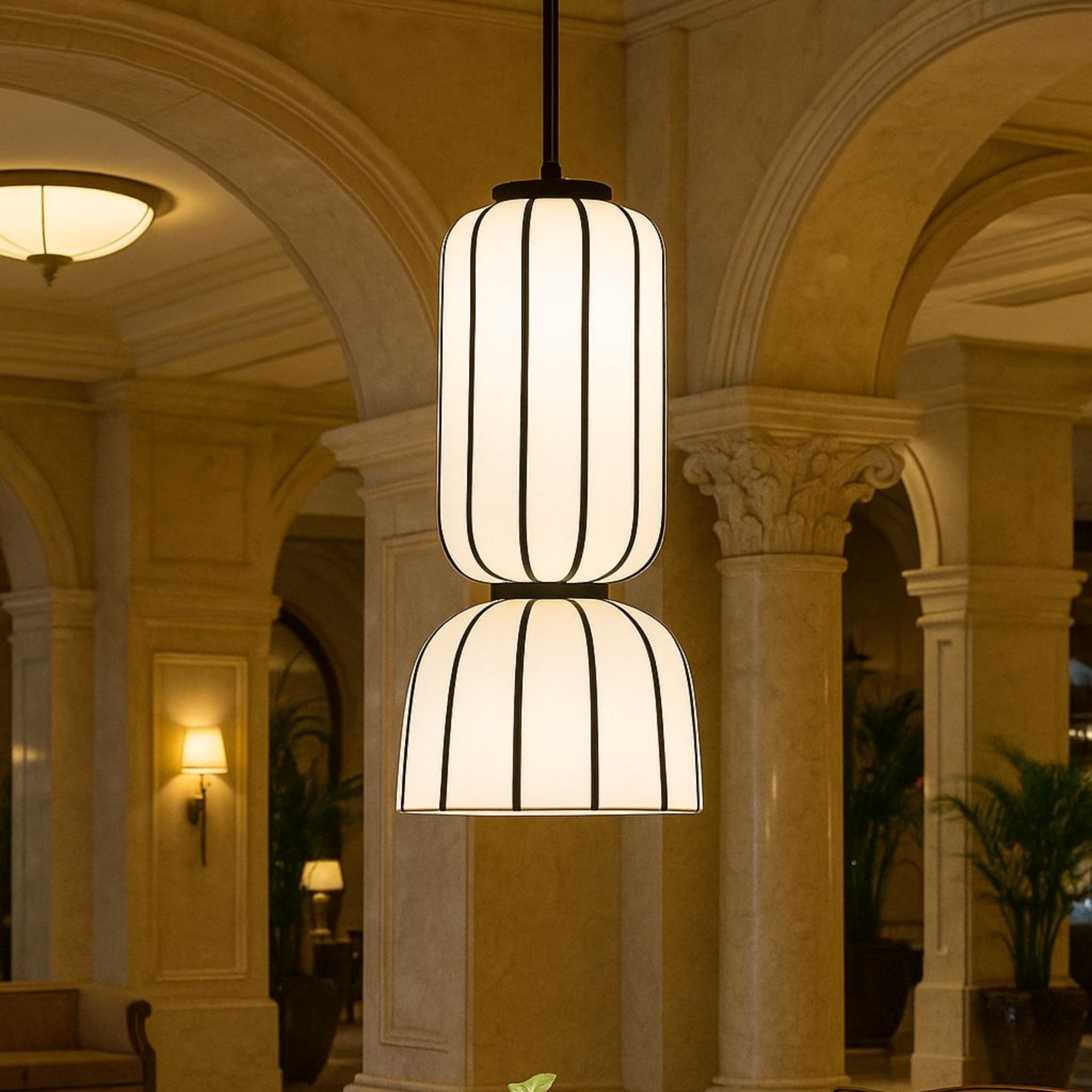 White Fabric Japanese Style Pendant Lamp | Living Room, Bedroom, Hotel, Residential Space LP-90