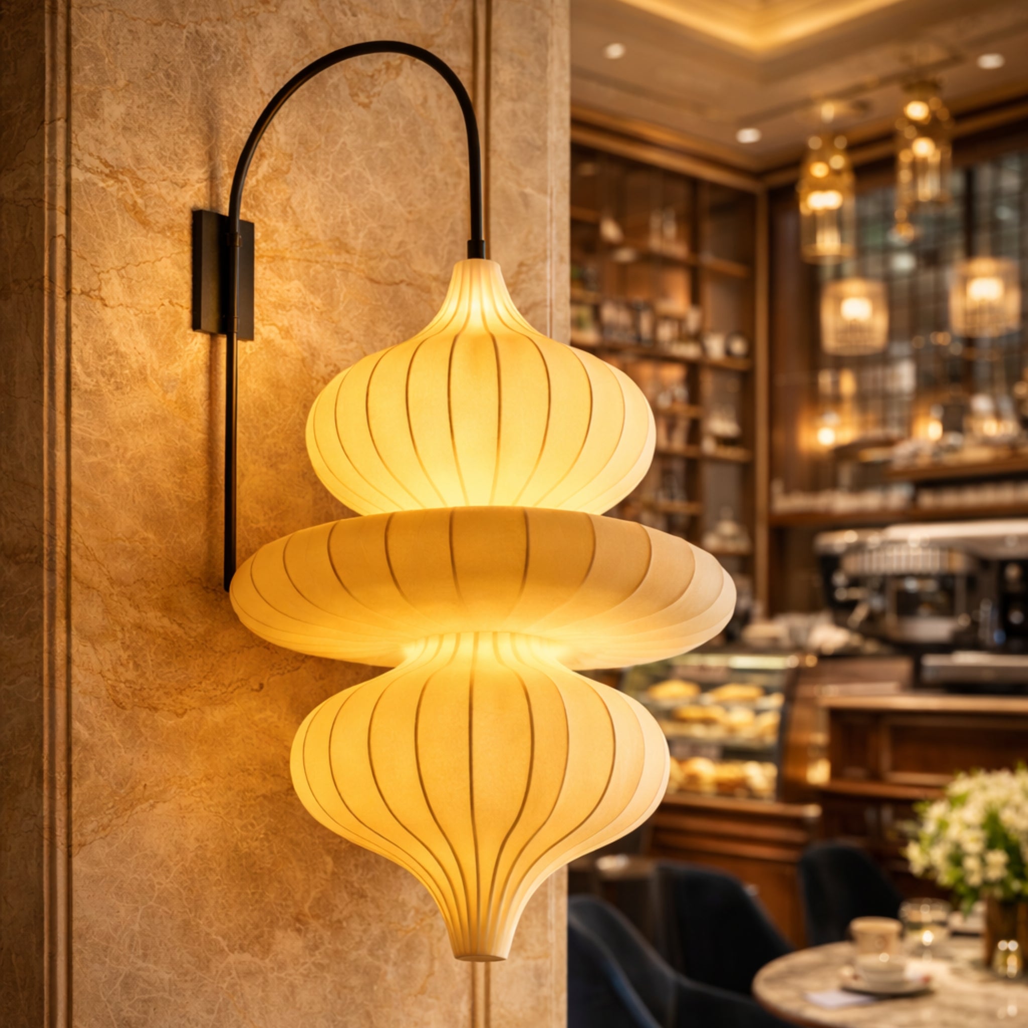 White Fabric Japanese Style Wall Lamp | Living Room, Bedroom, Hotel, Residential Space LP-110