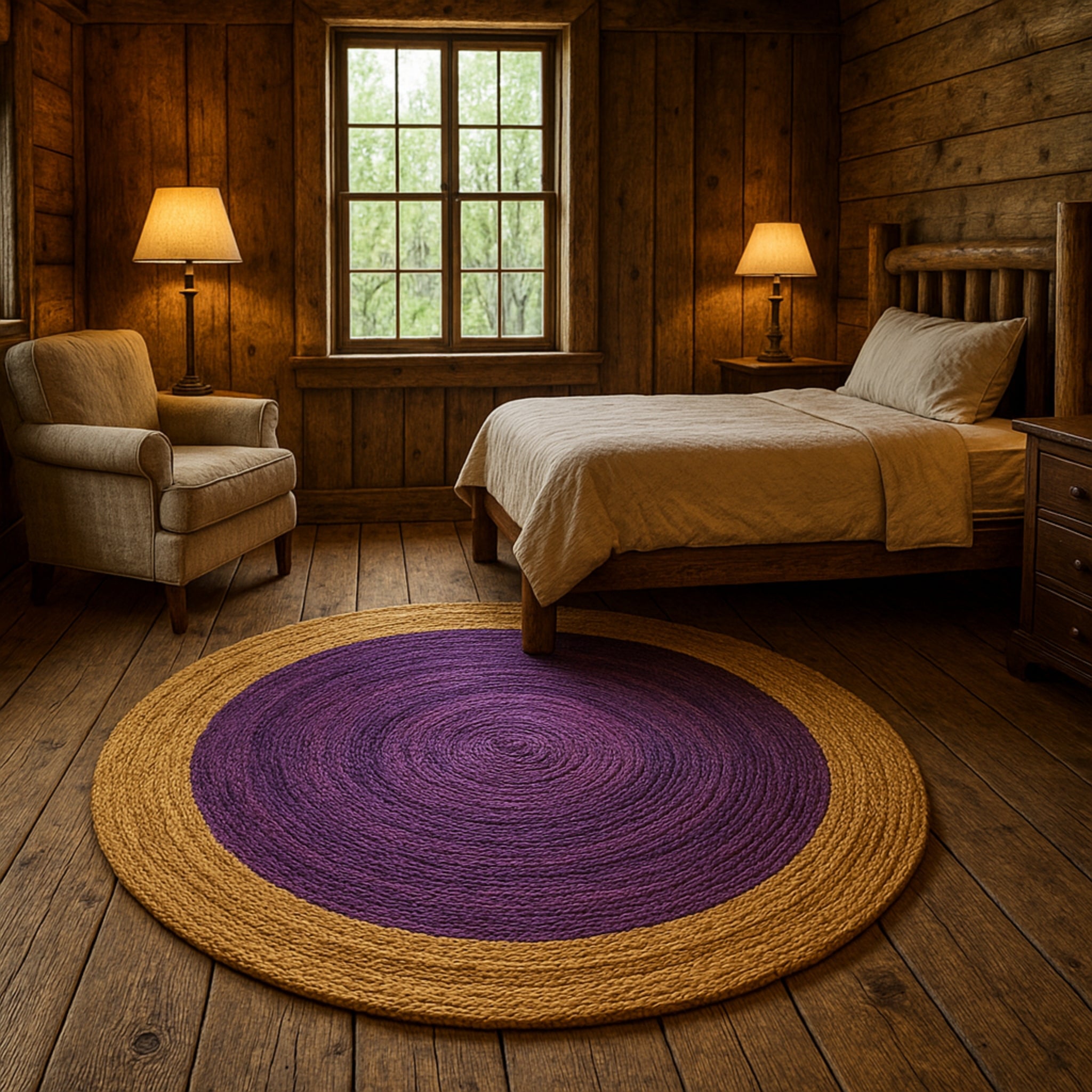 Natural Handwoven Jute Round Rug | Eco-Friendly Floor Carpet (4 ft Diameter)