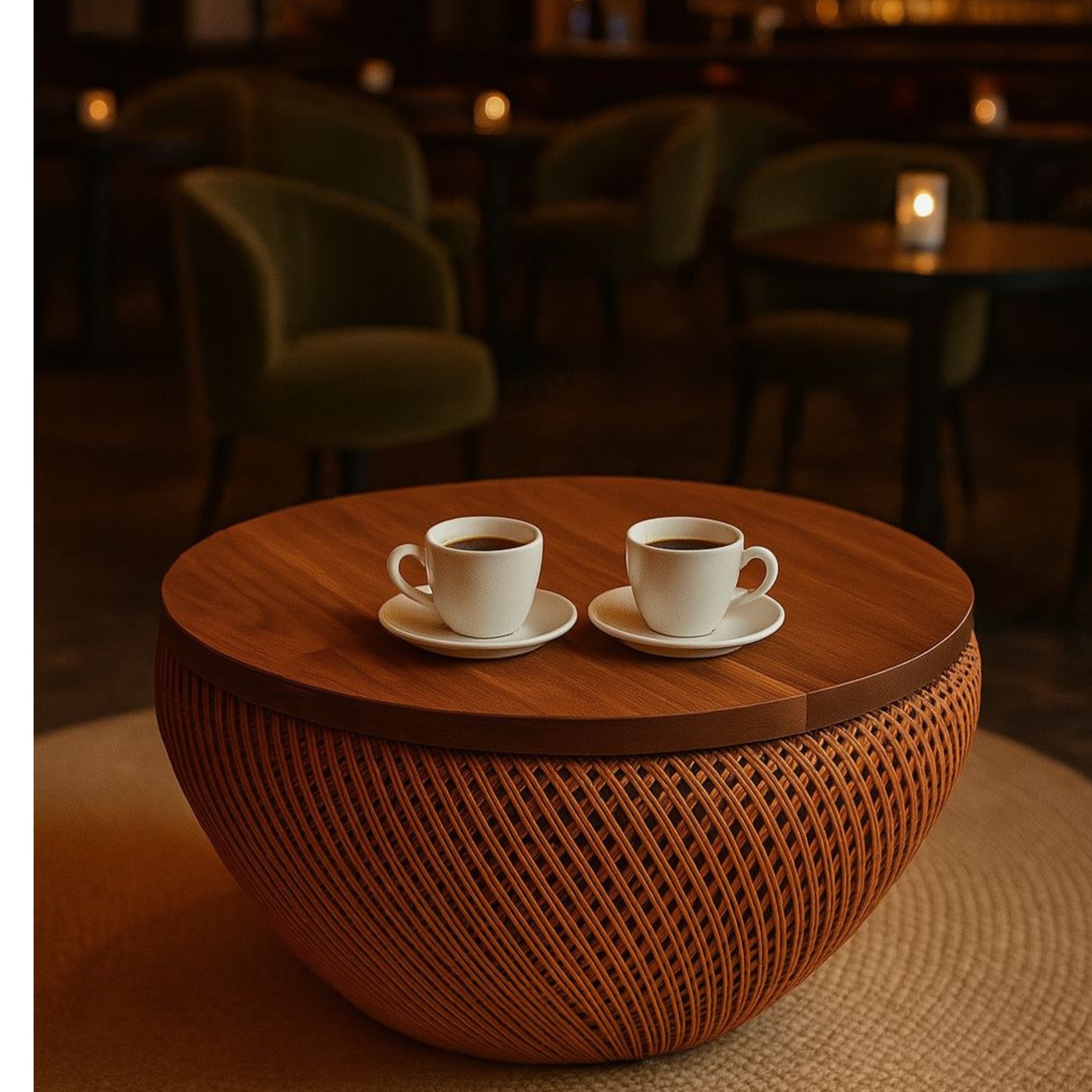 Rattan Coffee Table with Storage Unit | Cane Coffee Table