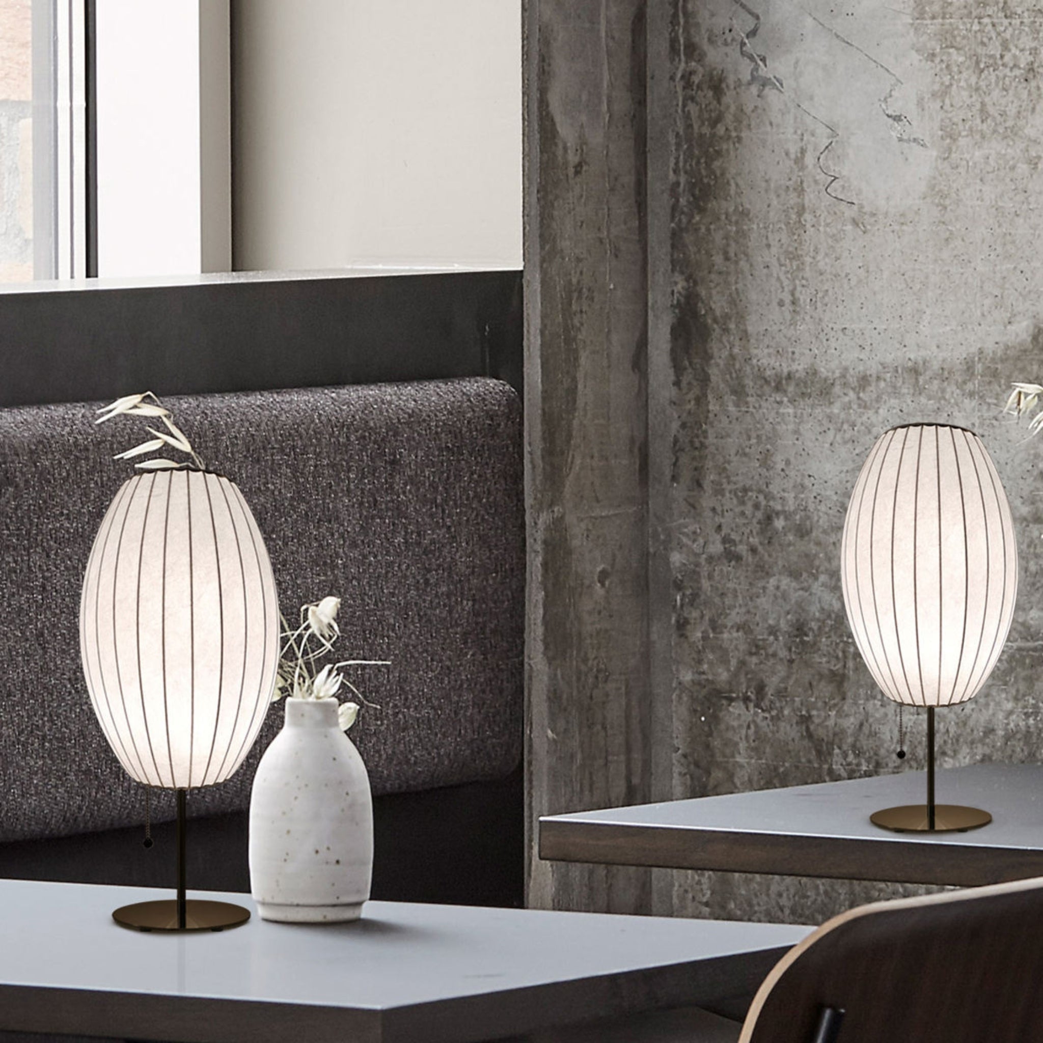 White Fabric Japanese Style Table Lamp | Living Room, Bedroom, Hotel, Residential Space LP-67