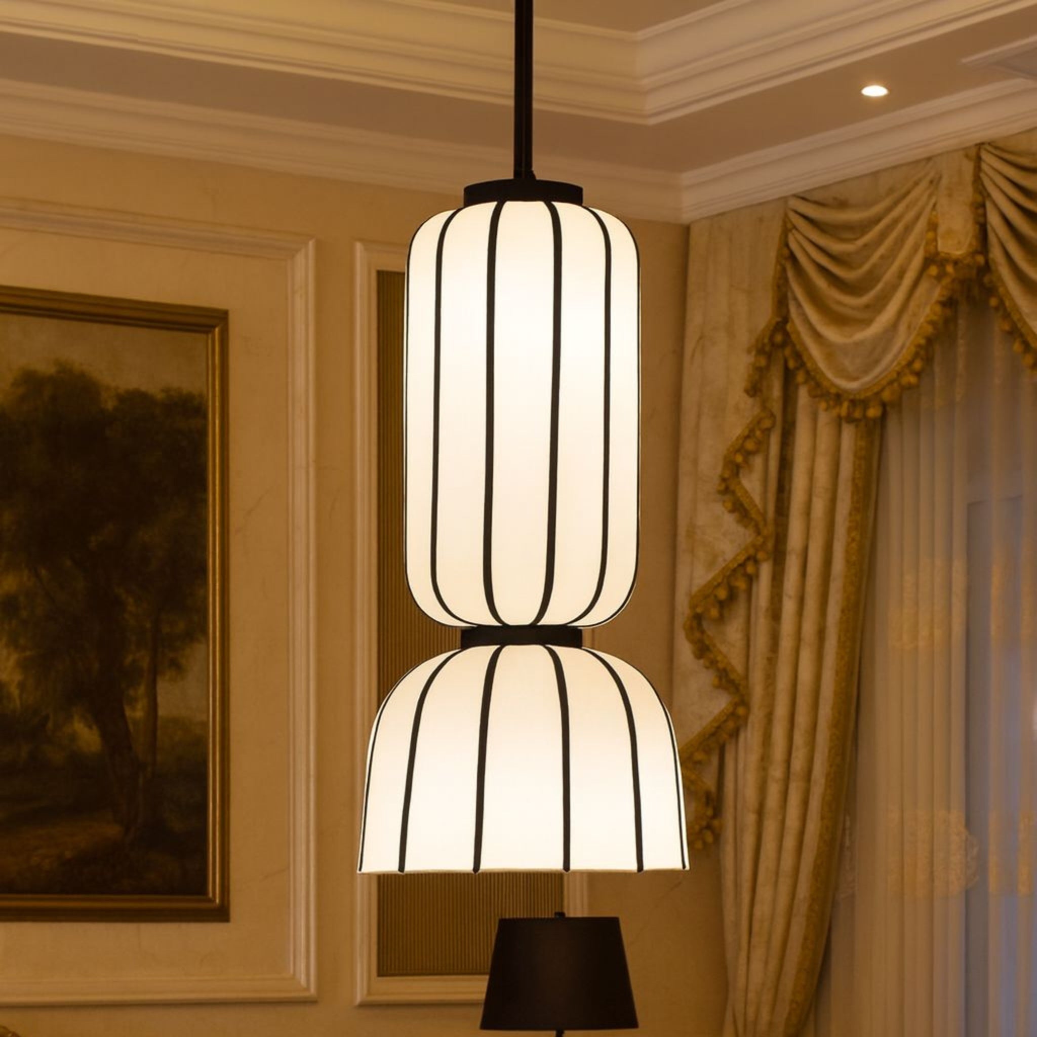 White Fabric Japanese Style Pendant Lamp | Living Room, Bedroom, Hotel, Residential Space LP-90