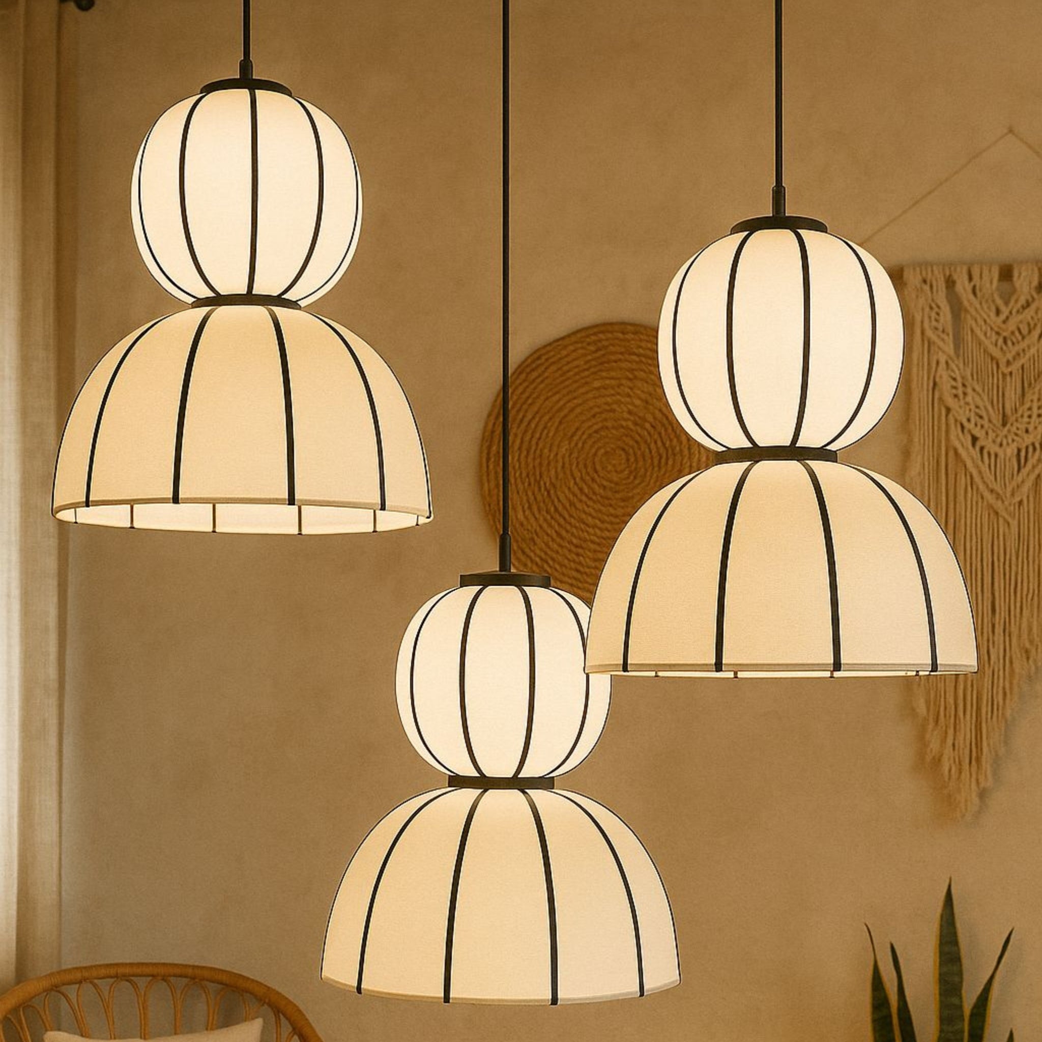 White Fabric Japanese Style Pendant Lamp | Living Room, Bedroom, Hotel, Residential Space LP-91
