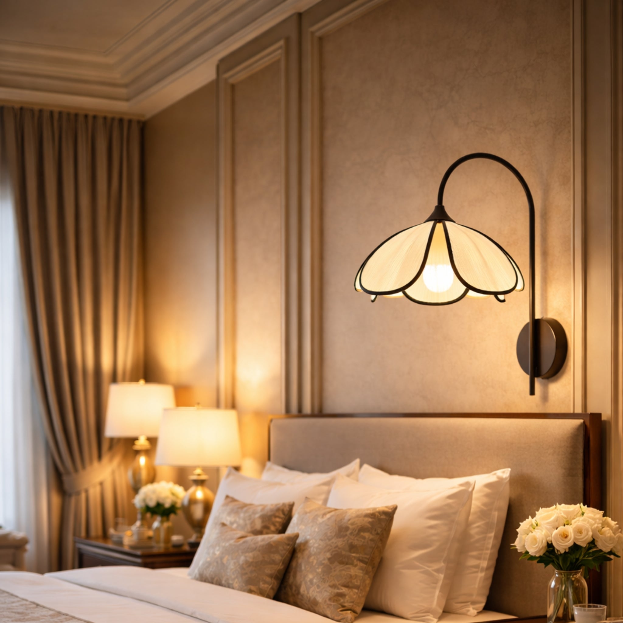 Organza White Fabric Japanese Style Wall Lamp | Luxury Wall Light for Living Room, Bedroom & Hotels LP-113