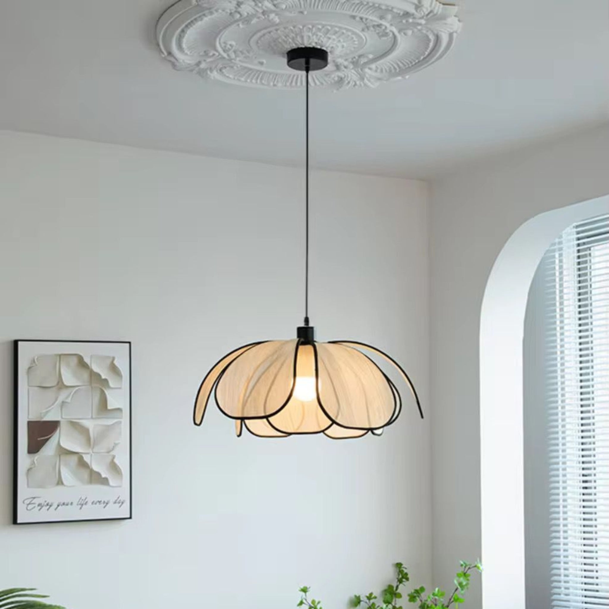 Organza White Fabric Japanese Style Pendant Lamp | Living Room, Bedroom, Hotel, Residential Space LP-87