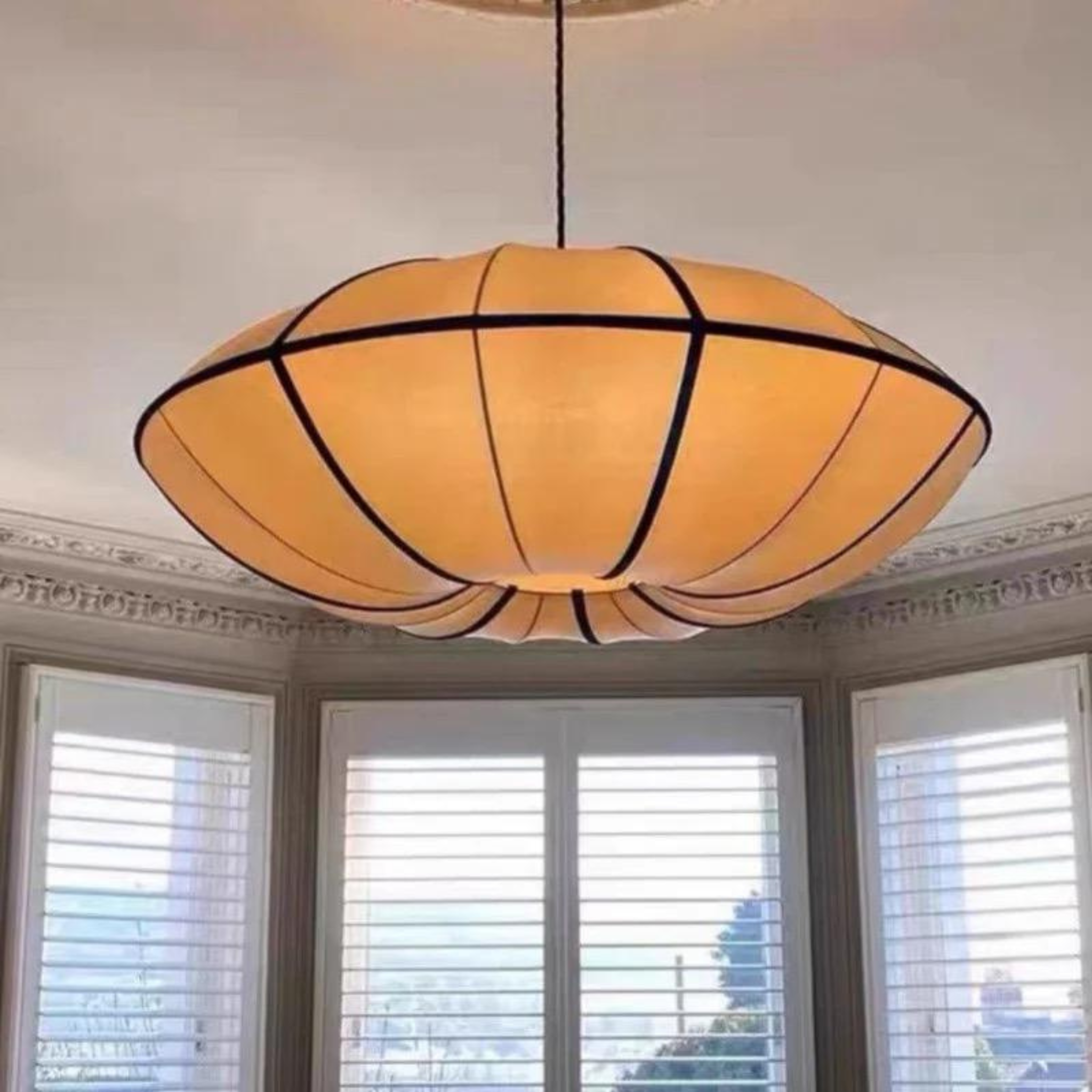 White Fabric Japanese Style Pendant Lamp | Living Room, Bedroom, Hotel, Residential Space LP-44