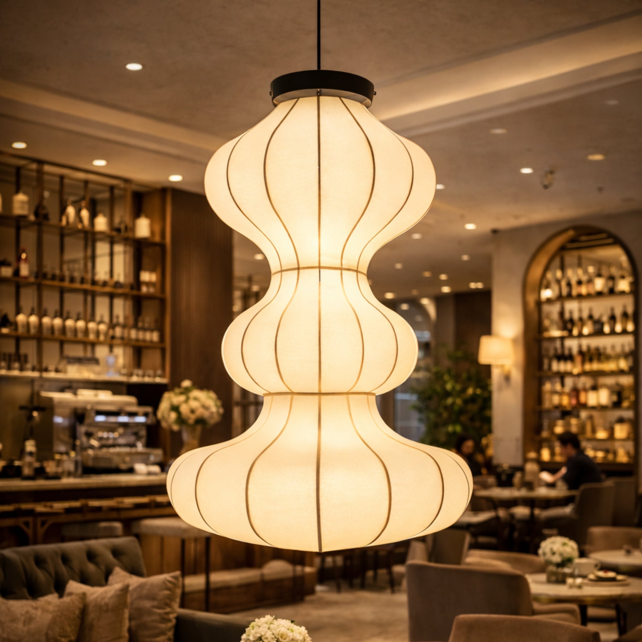 White Fabric Japanese Style Hanging Lamp | Living Room, Bedroom, Hotel, Residential Space LP-107