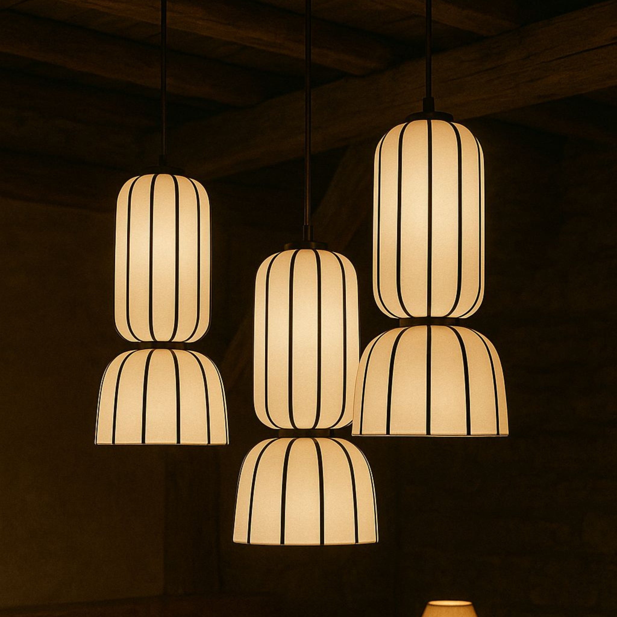 White Fabric Japanese Style Pendant Lamp | Living Room, Bedroom, Hotel, Residential Space LP-90