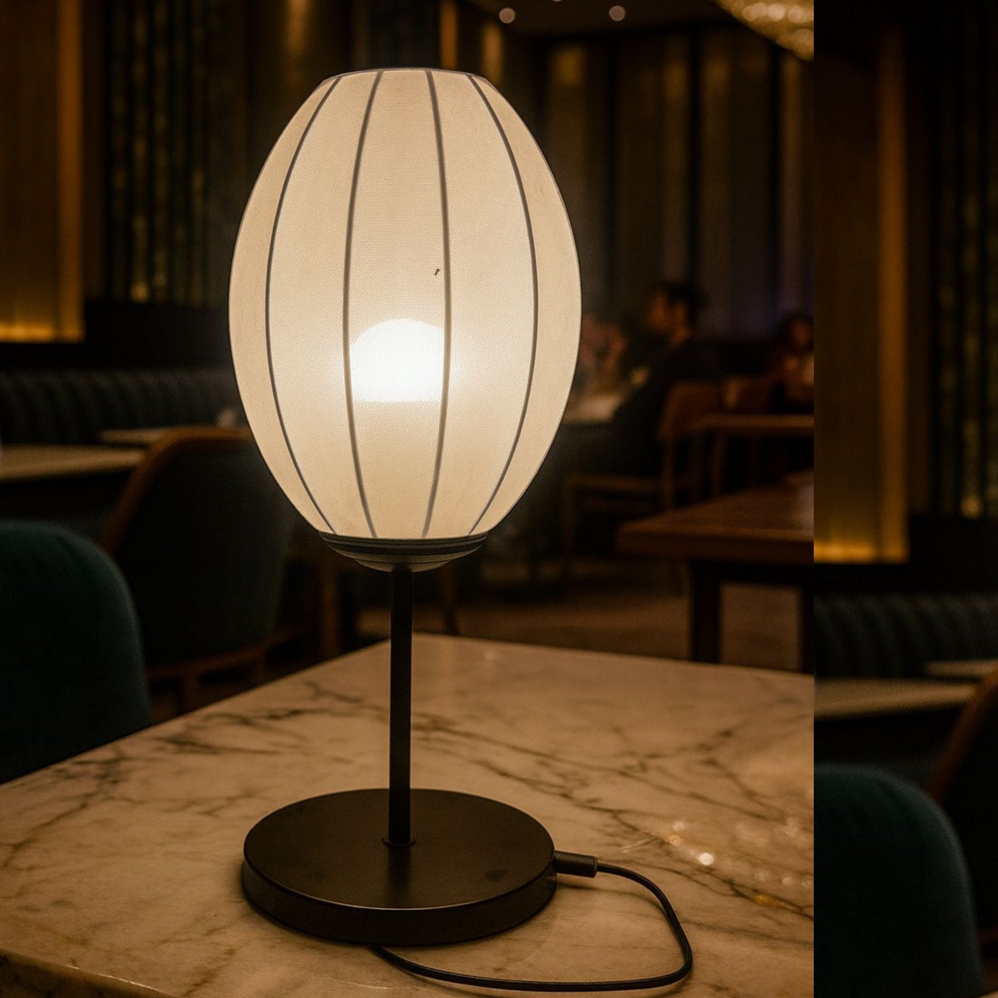 White Fabric Japanese Style Table Lamp | Living Room, Bedroom, Hotel, Residential Space LP-112