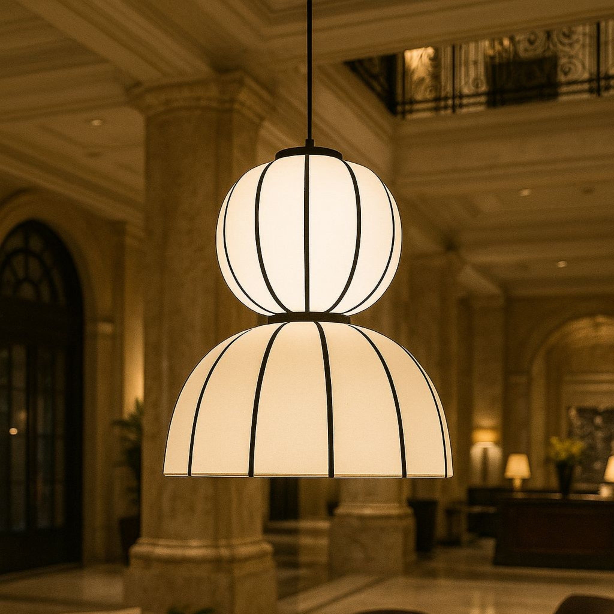 White Fabric Japanese Style Pendant Lamp | Living Room, Bedroom, Hotel, Residential Space LP-91