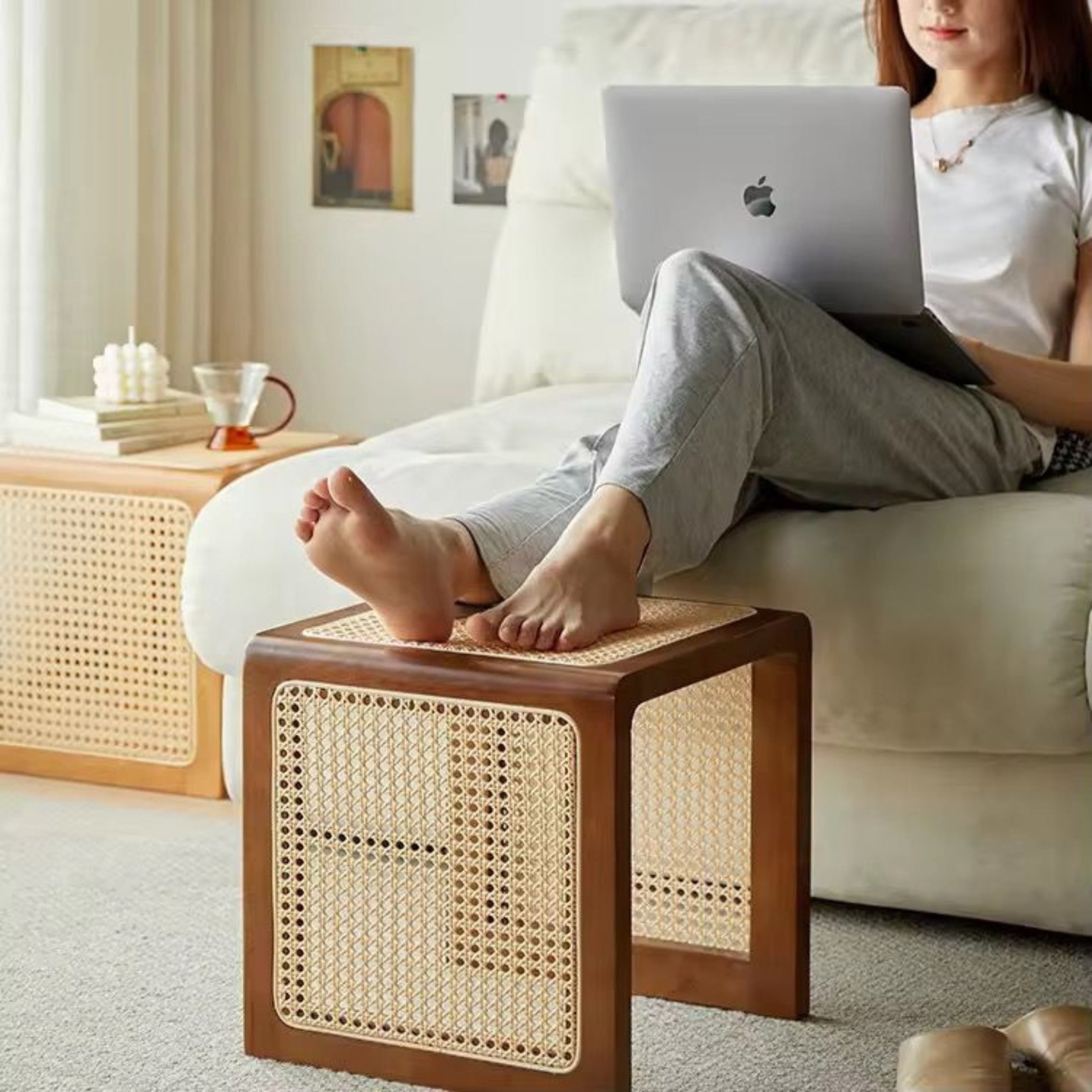 Rattan Tea stool | Rattan Wood Changing Shape Low Stool