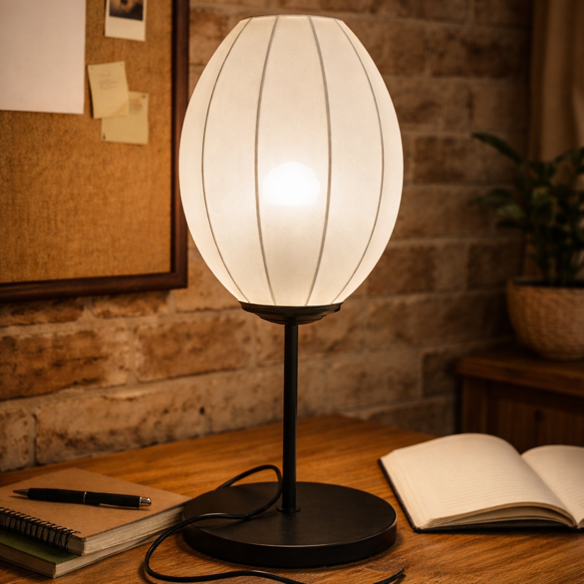 White Fabric Japanese Style Table Lamp | Living Room, Bedroom, Hotel, Residential Space LP-112