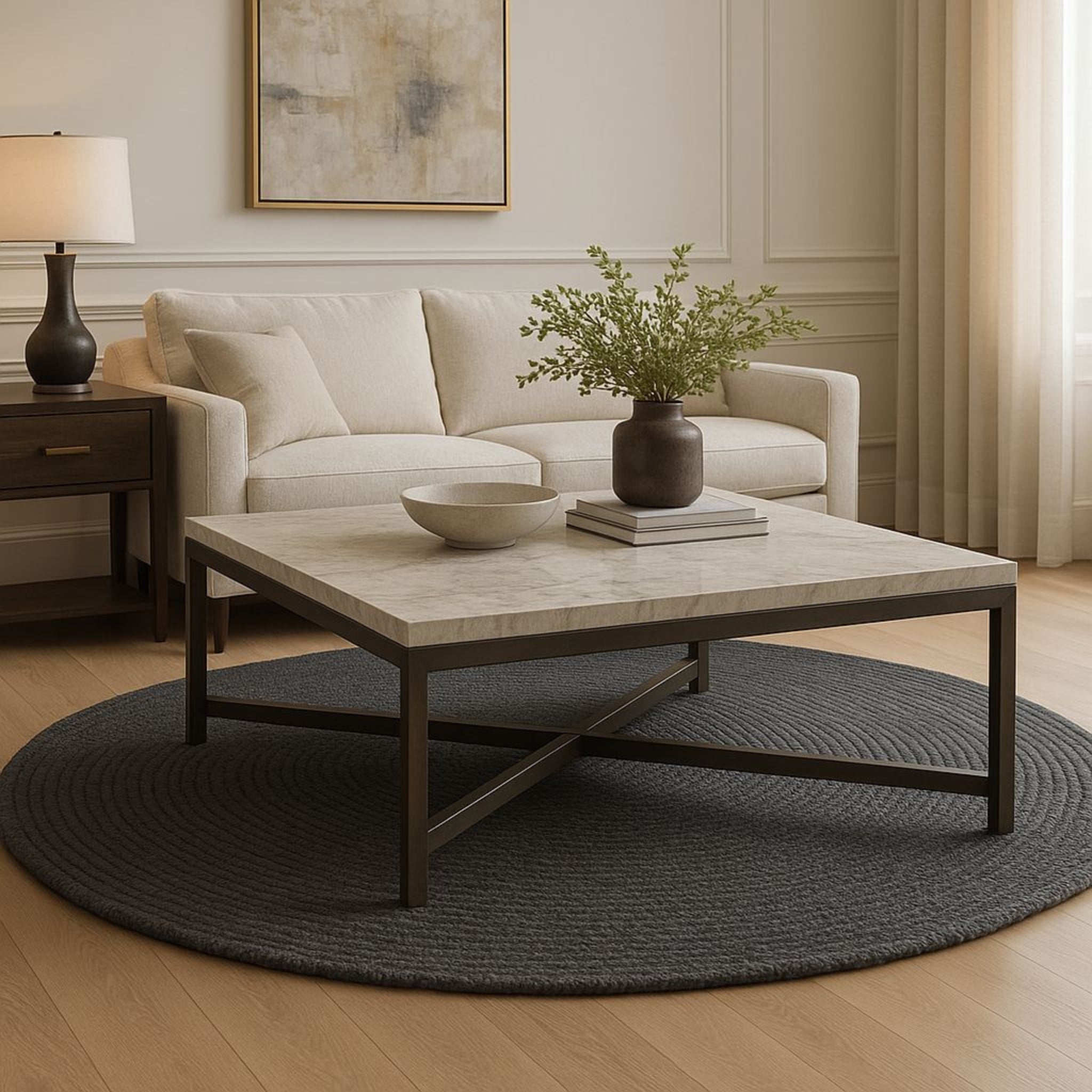 Boho Chic Black Jute Round Rug | Ideal for Residential & Commercial Spaces | RC-02