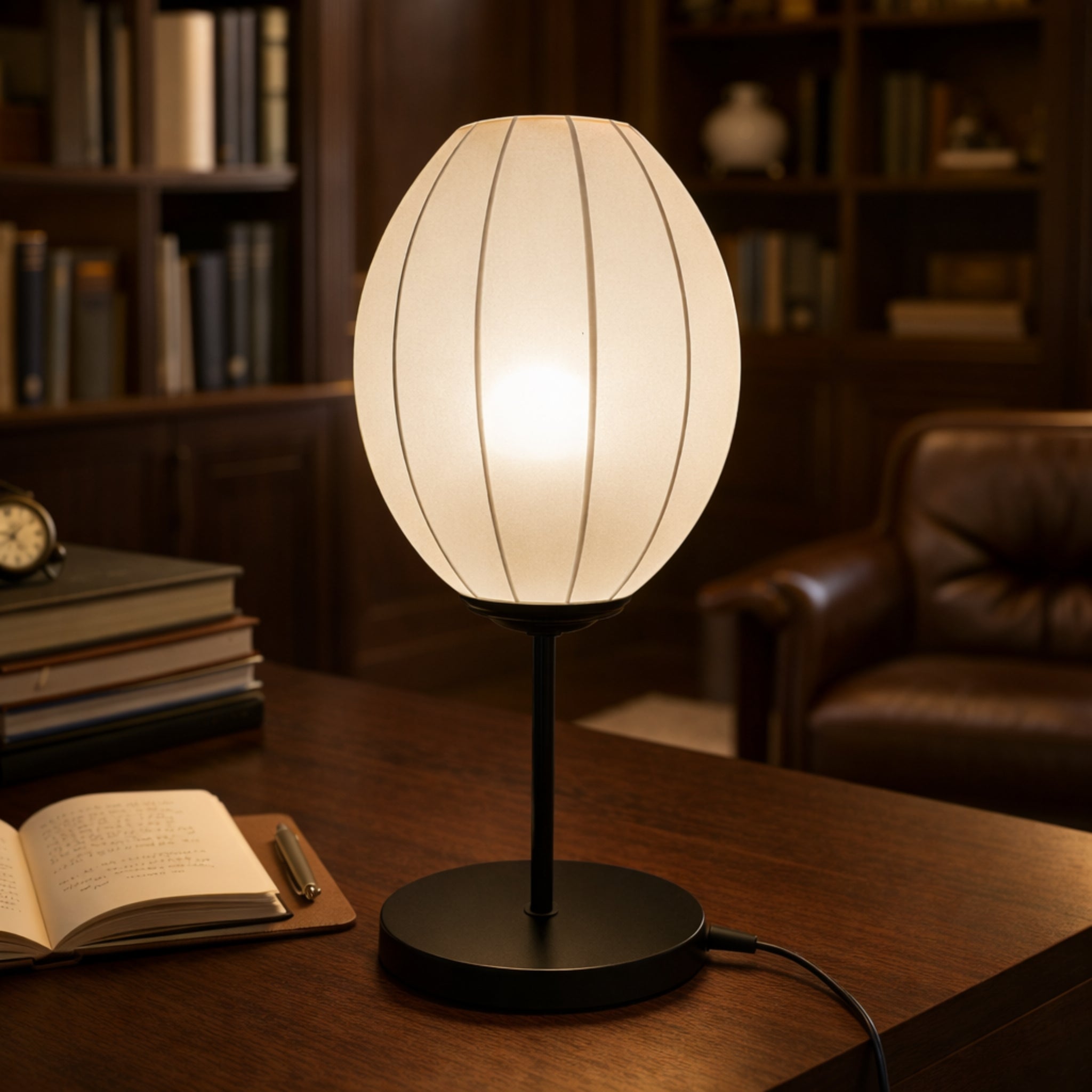 White Fabric Japanese Style Table Lamp | Living Room, Bedroom, Hotel, Residential Space LP-112