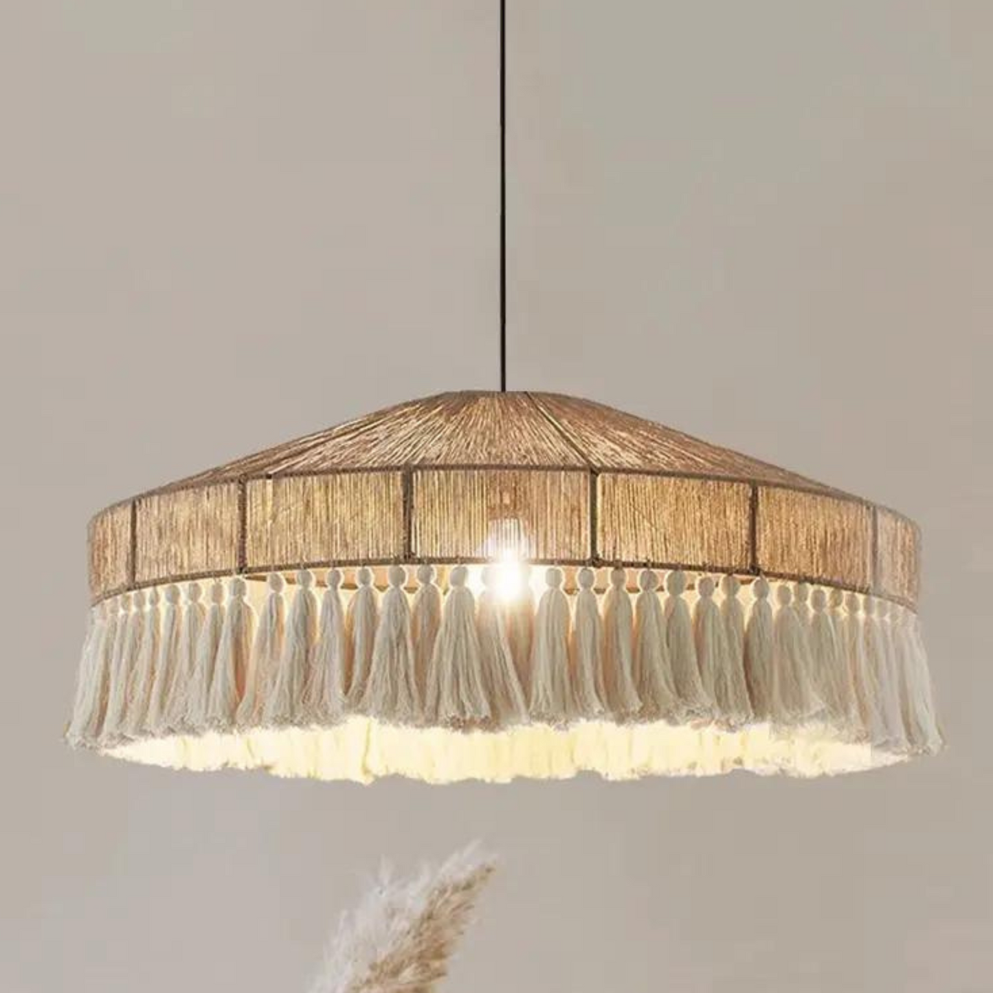 Led Hemp Rope Tassel Pendant Lamp