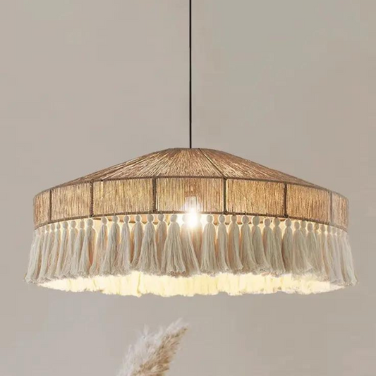 Led Hemp Rope Tassel Pendant Lamp